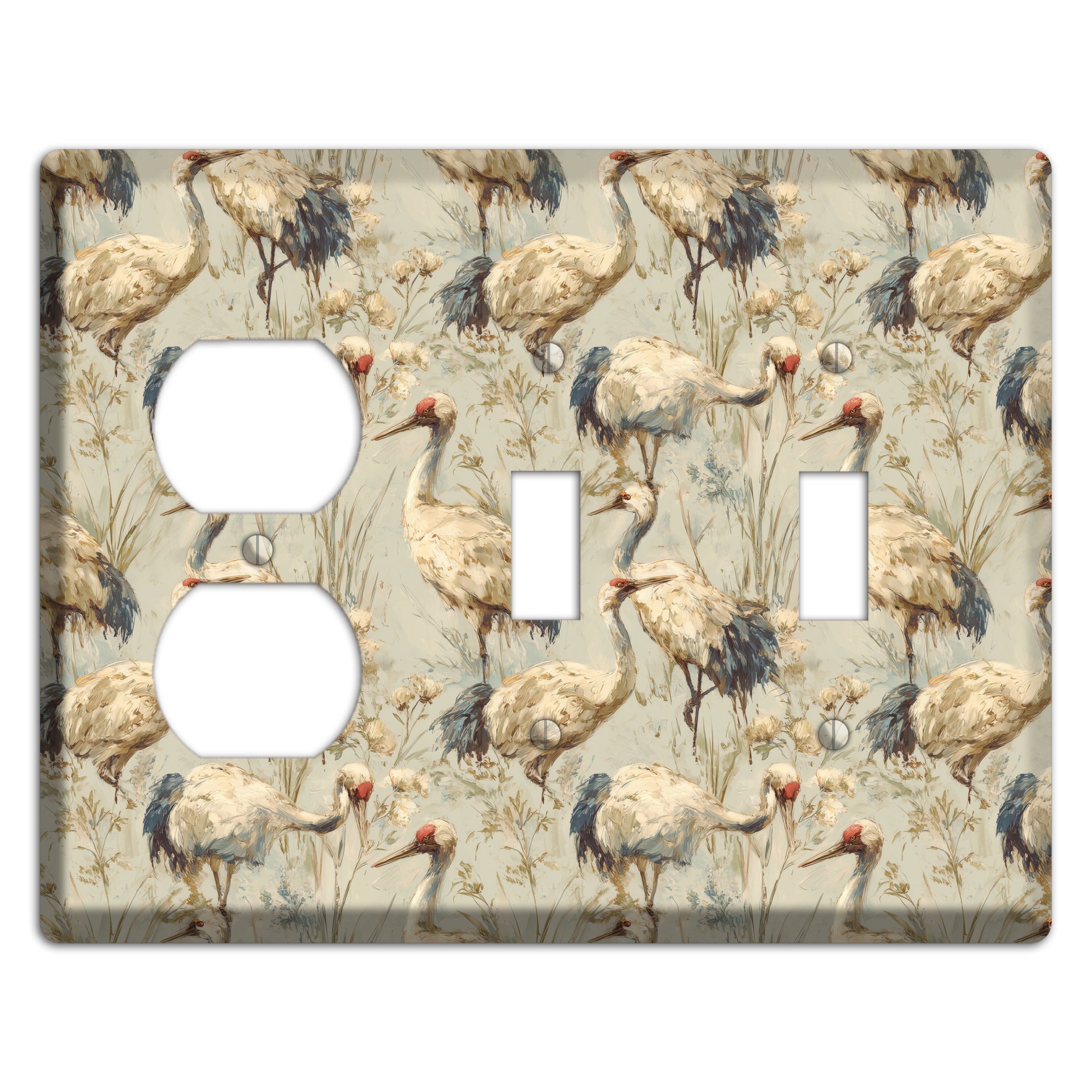 Driftwood Crane Marsh Duplex / 2 Toggle Wallplate