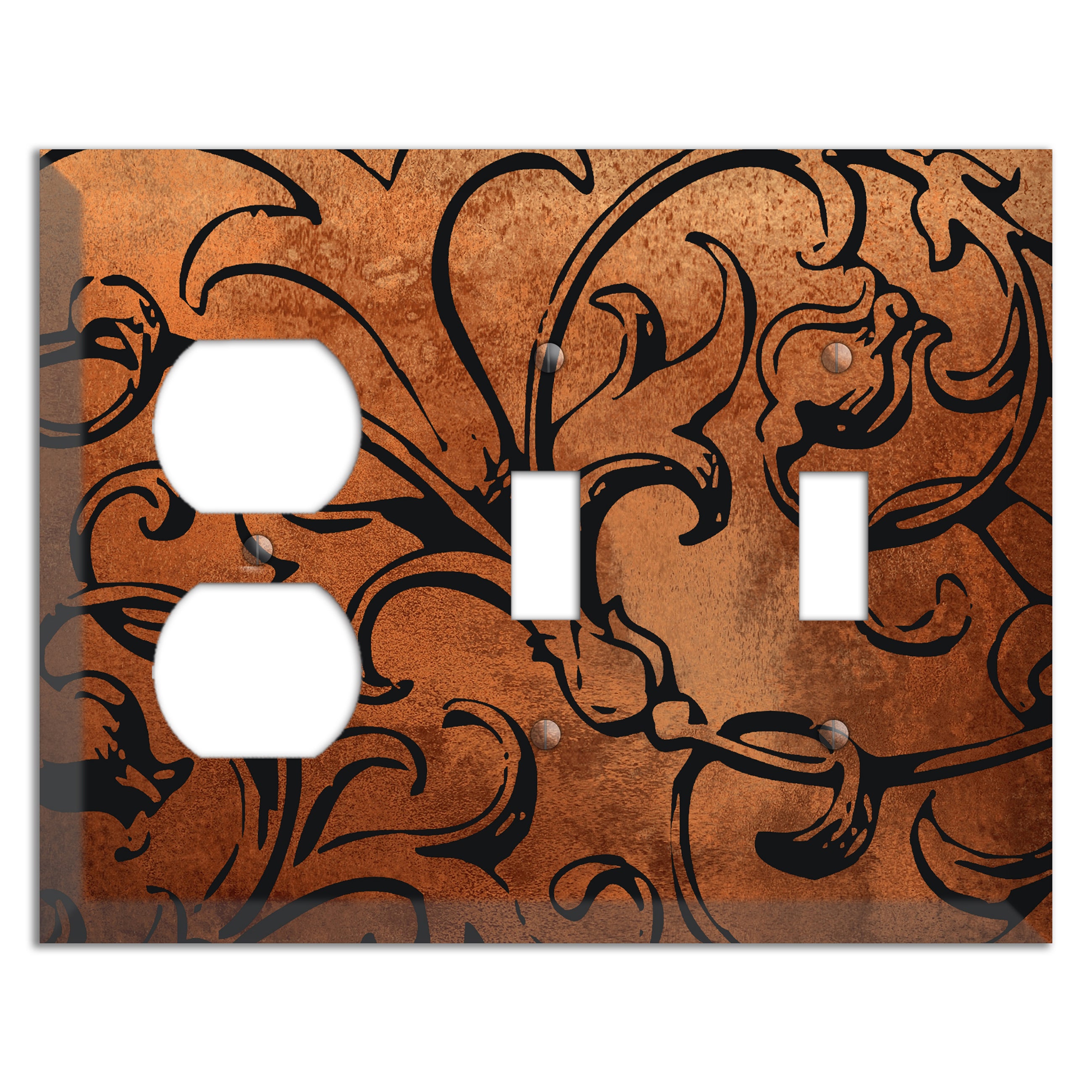 Antique Copper Acanthus Duplex / 2 Toggle Wallplate