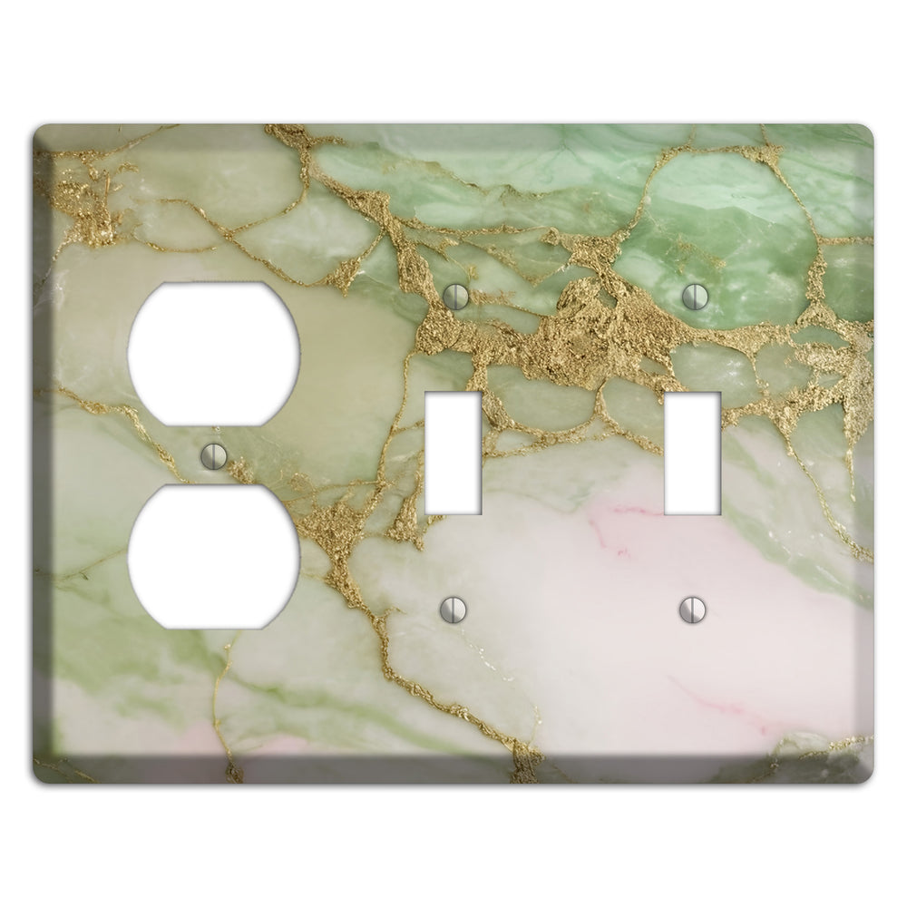 Swamp Green Marble Duplex / 2 Toggle Wallplate