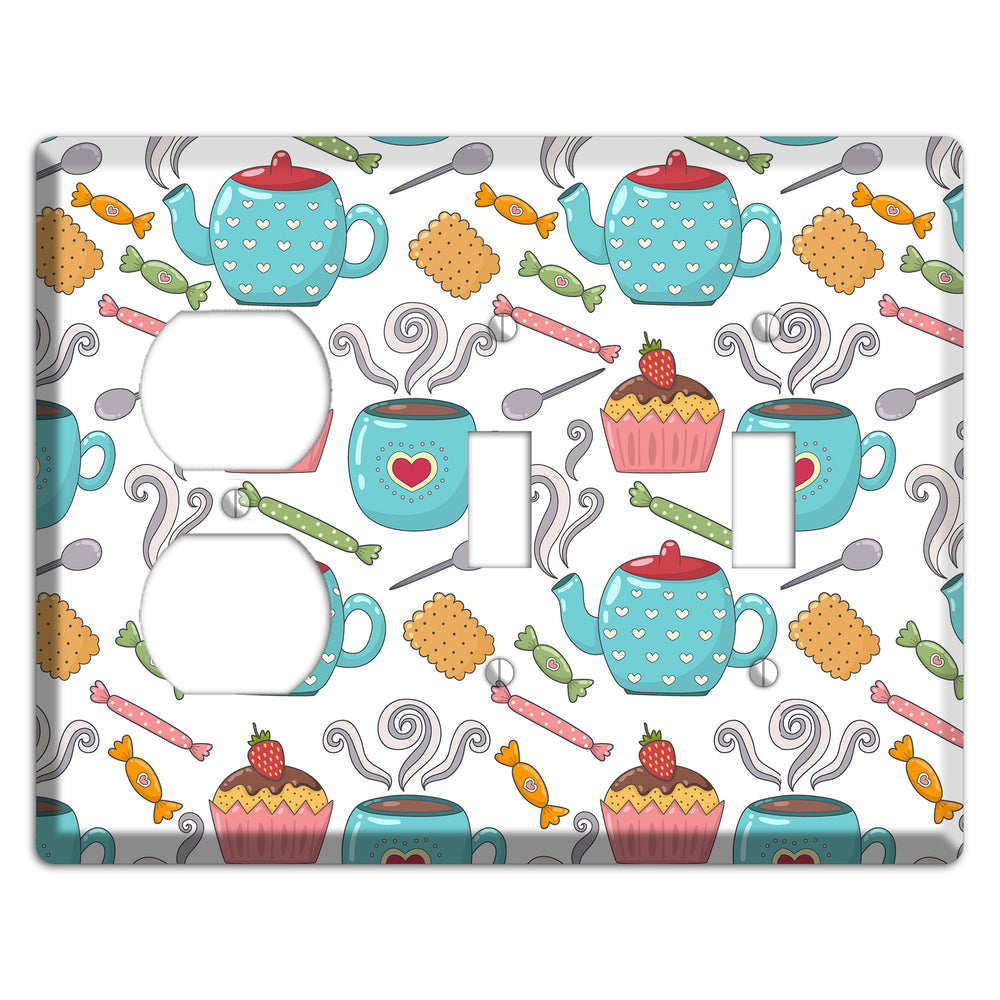 Sweet Tea Party (White) Duplex / 2 Toggle Wallplate