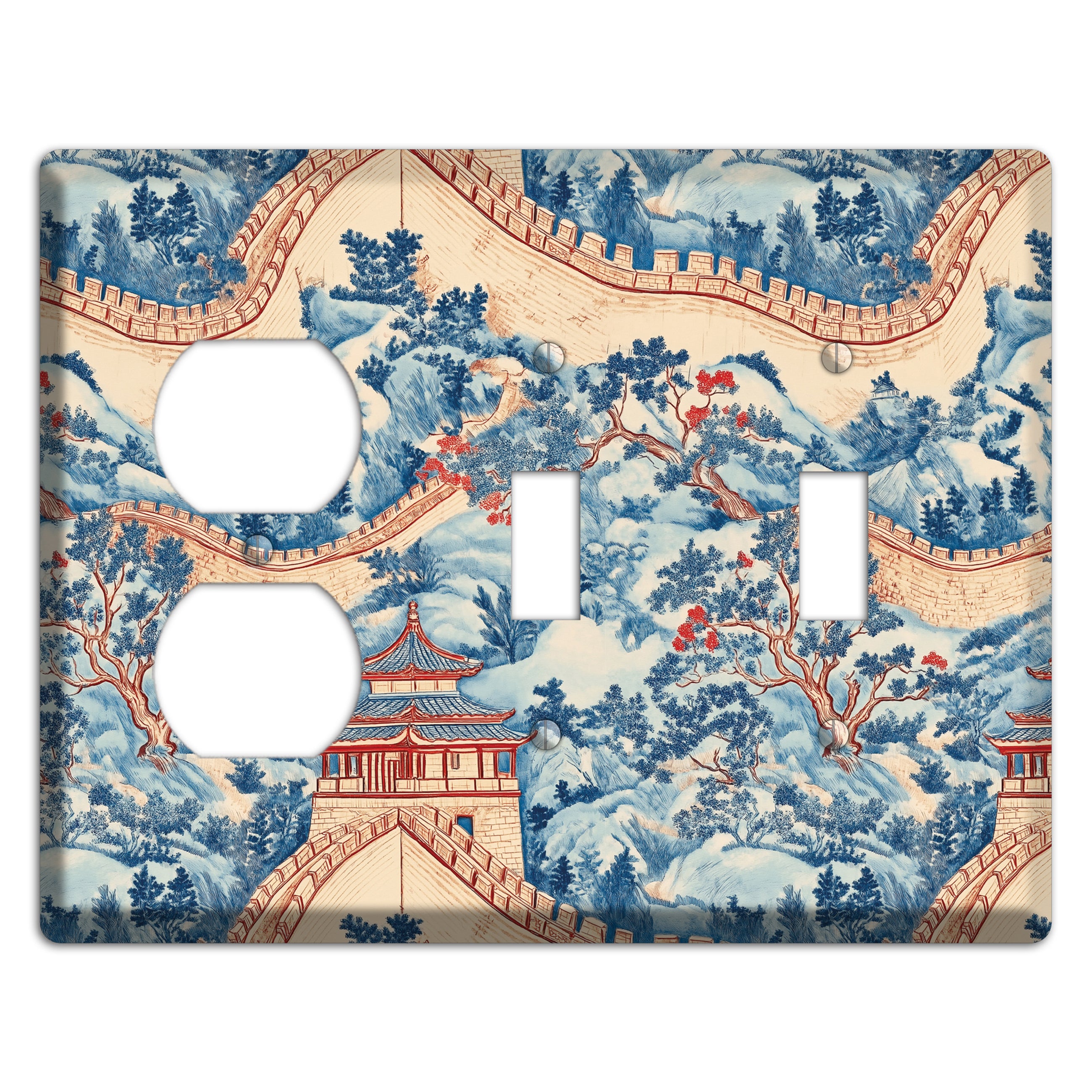 Great Wall Toile Duplex / 2 Toggle Wallplate