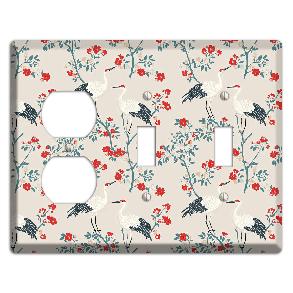 Ivory Blossom Vigil Duplex / 2 Toggle Wallplate