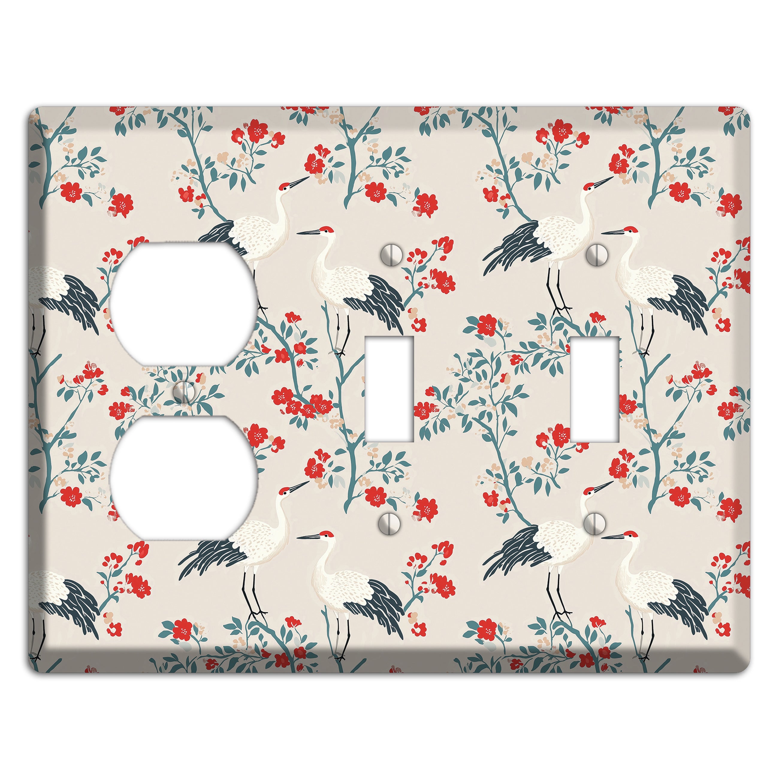 Ivory Blossom Vigil Duplex / 2 Toggle Wallplate