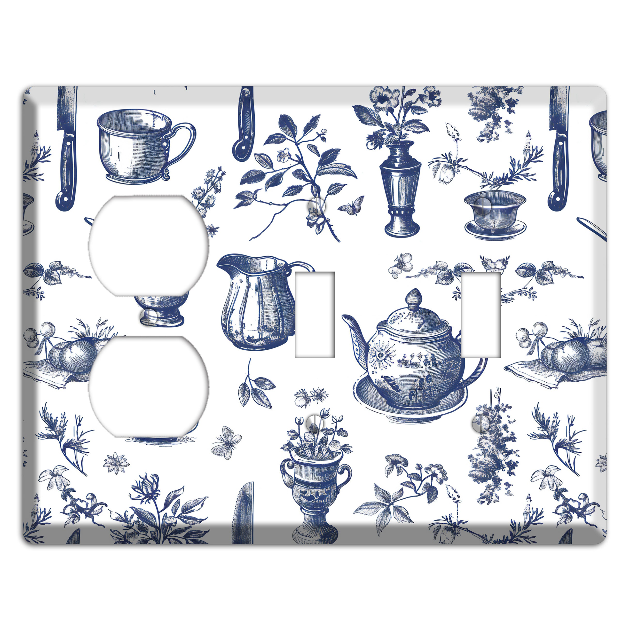 Pantry & Petals Duplex / 2 Toggle Wallplate