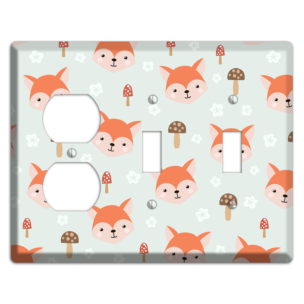 Fox & Fungi Friends Duplex / 2 Toggle Wallplate