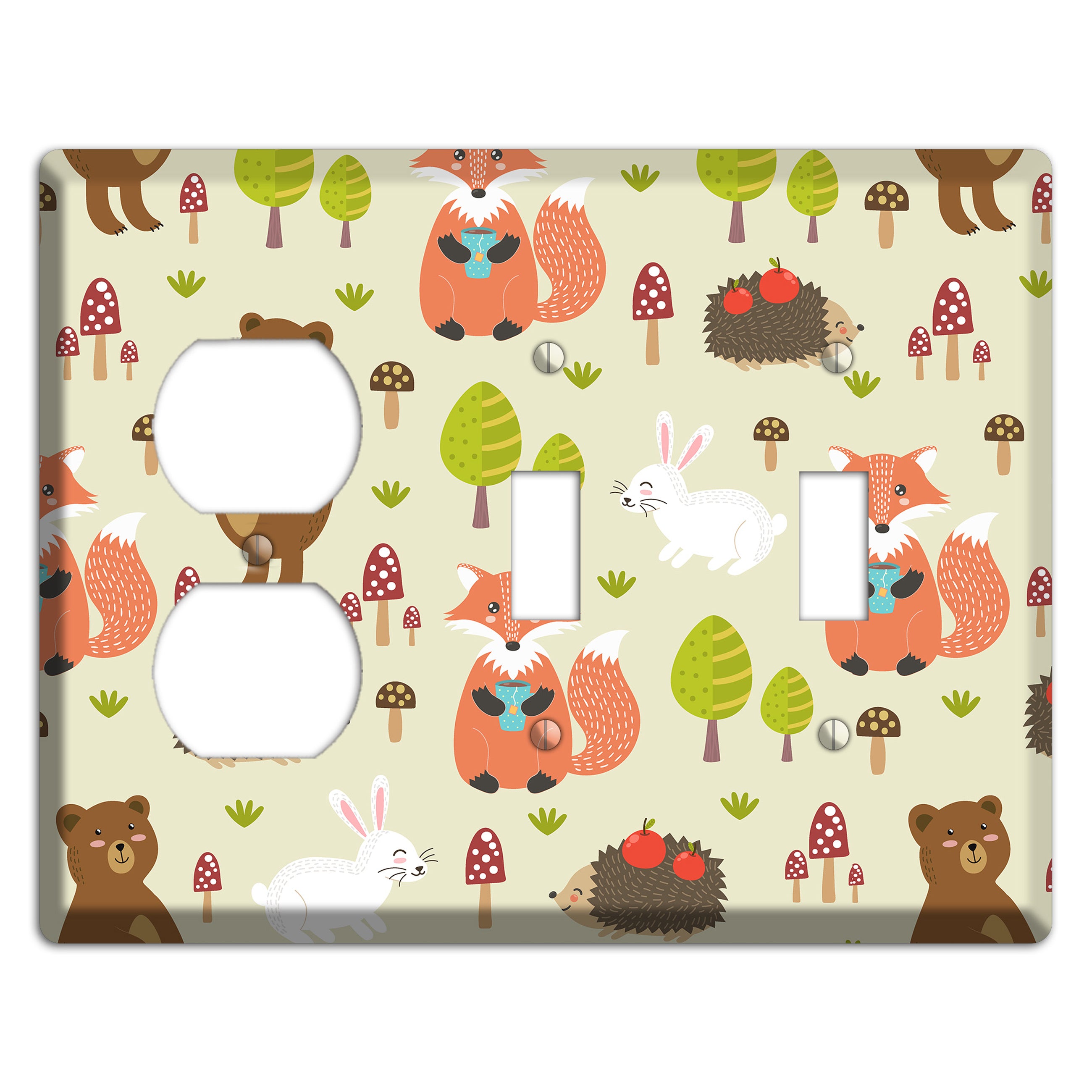 Forest Critters (Beige) Duplex / 2 Toggle Wallplate