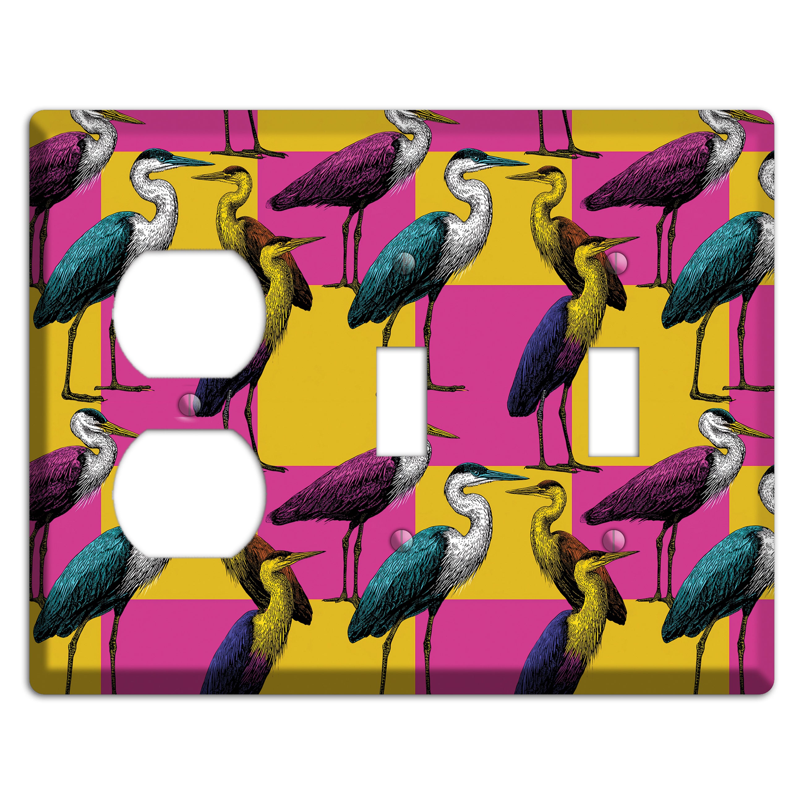 Magenta Heron Grid Duplex / 2 Toggle Wallplate