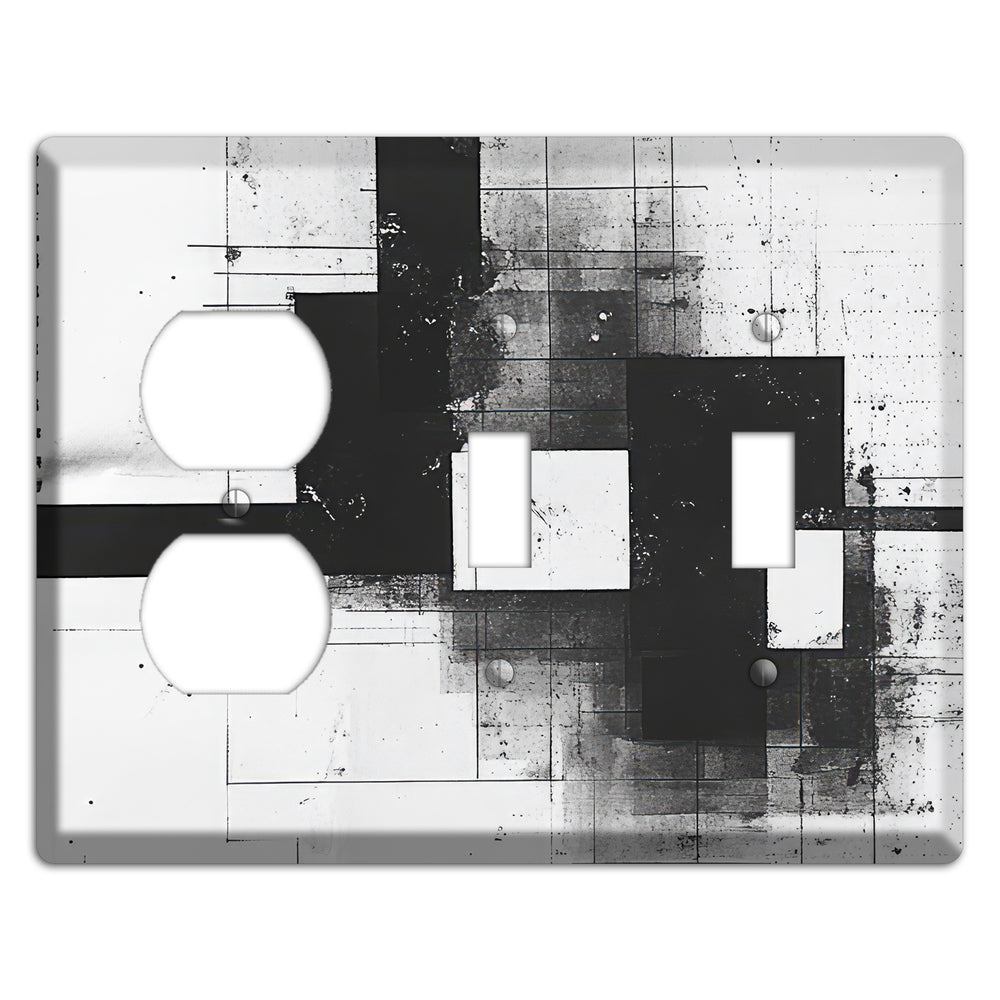 Fractured Blueprint Duplex / 2 Toggle Wallplate