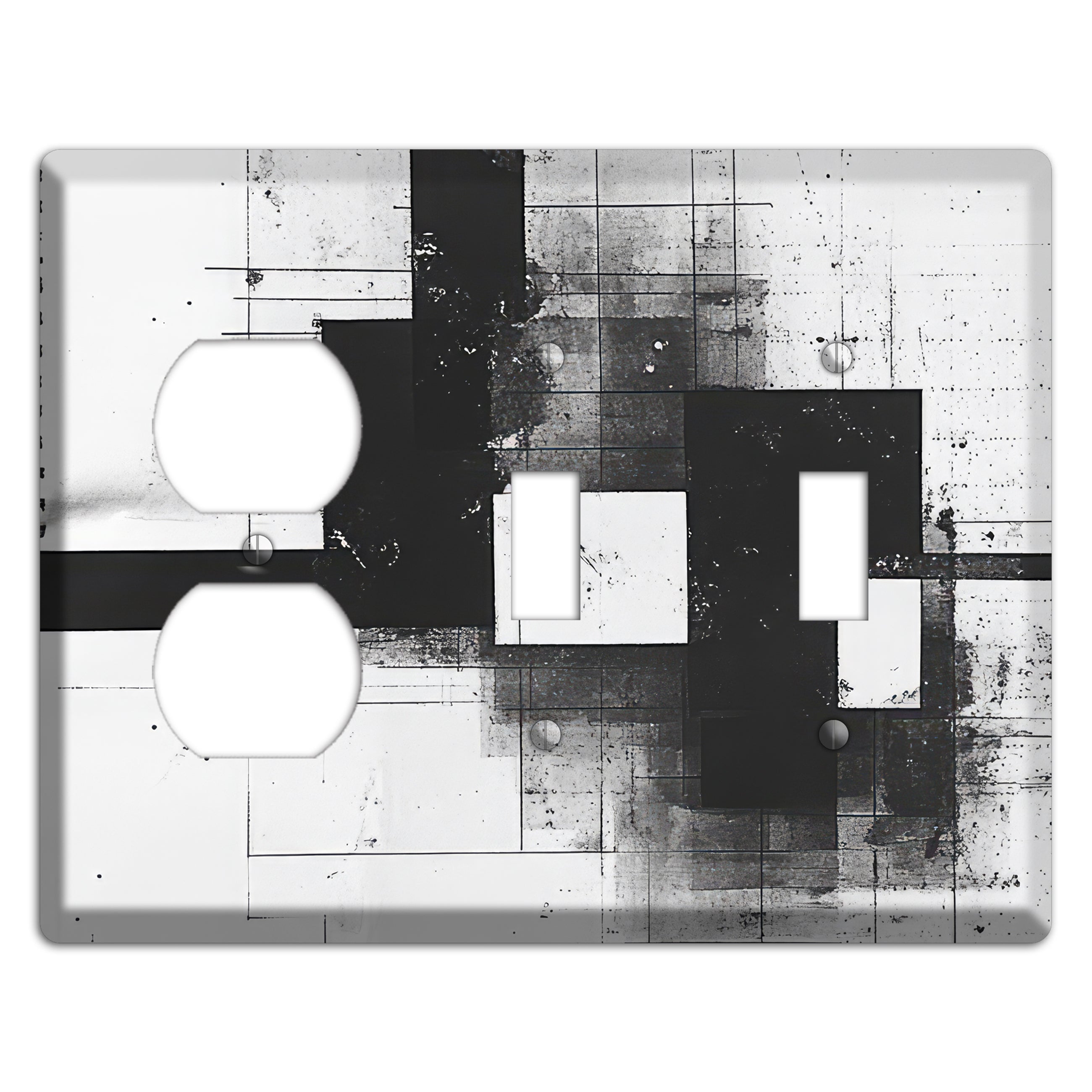 Fractured Blueprint Duplex / 2 Toggle Wallplate