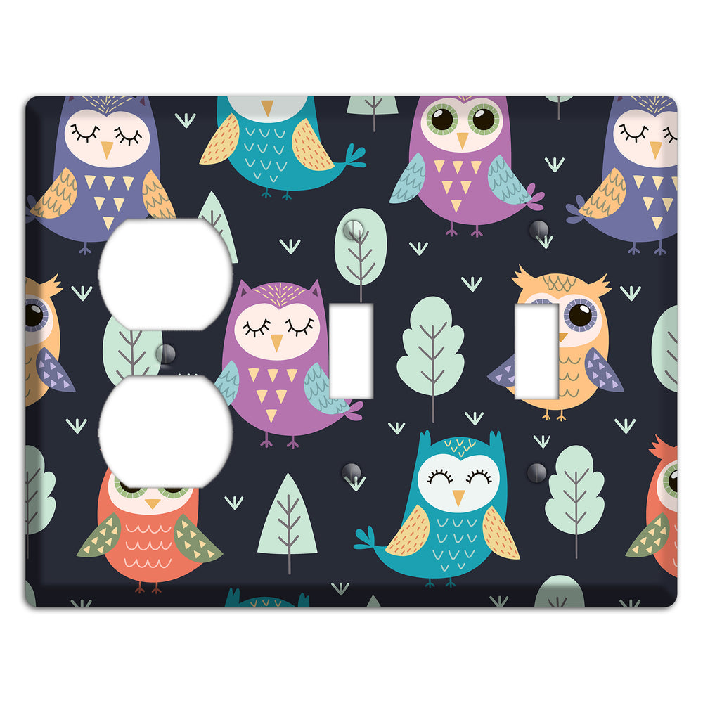 Dreamy Owls (Navy) Duplex / 2 Toggle Wallplate