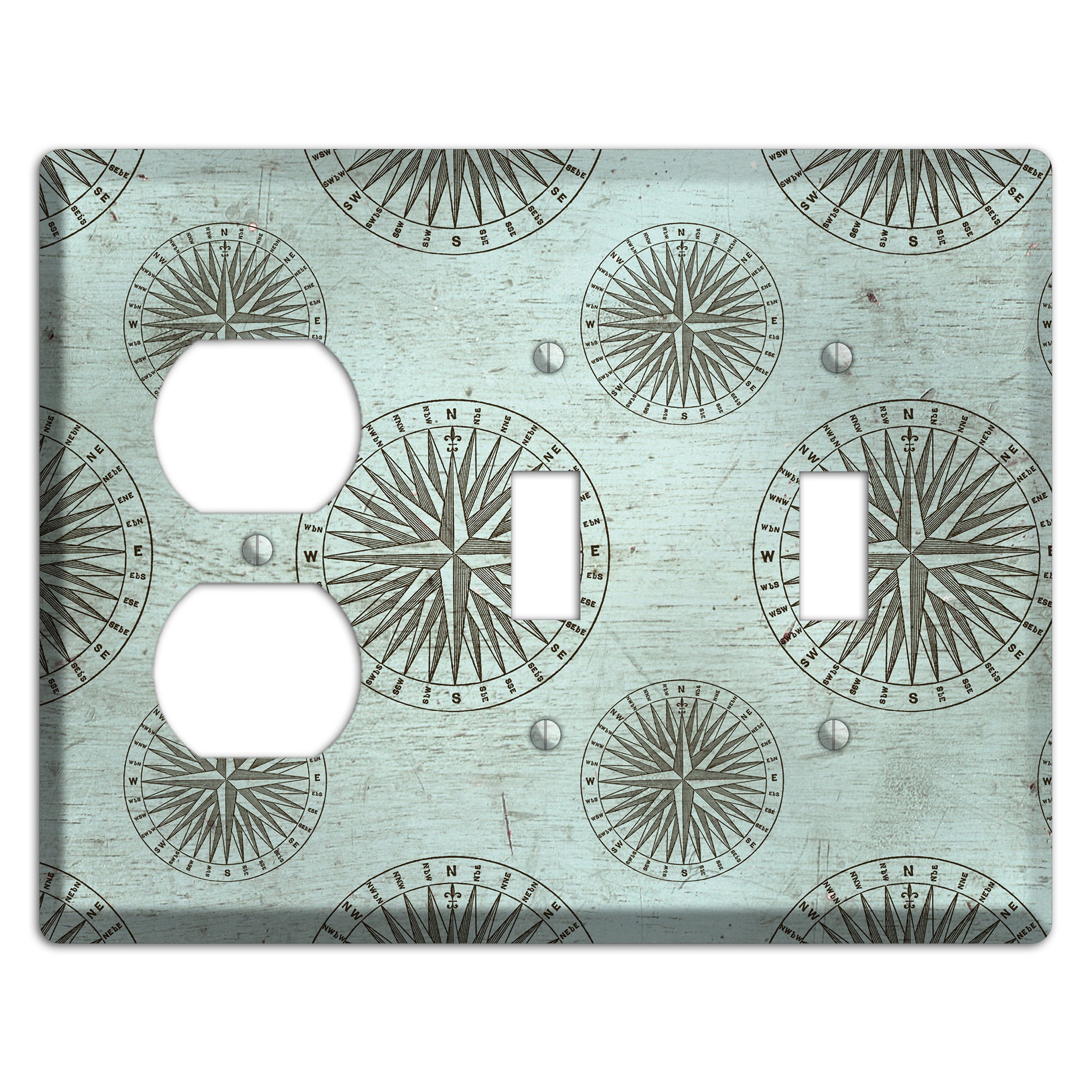 Compass & Current Duplex / 2 Toggle Wallplate