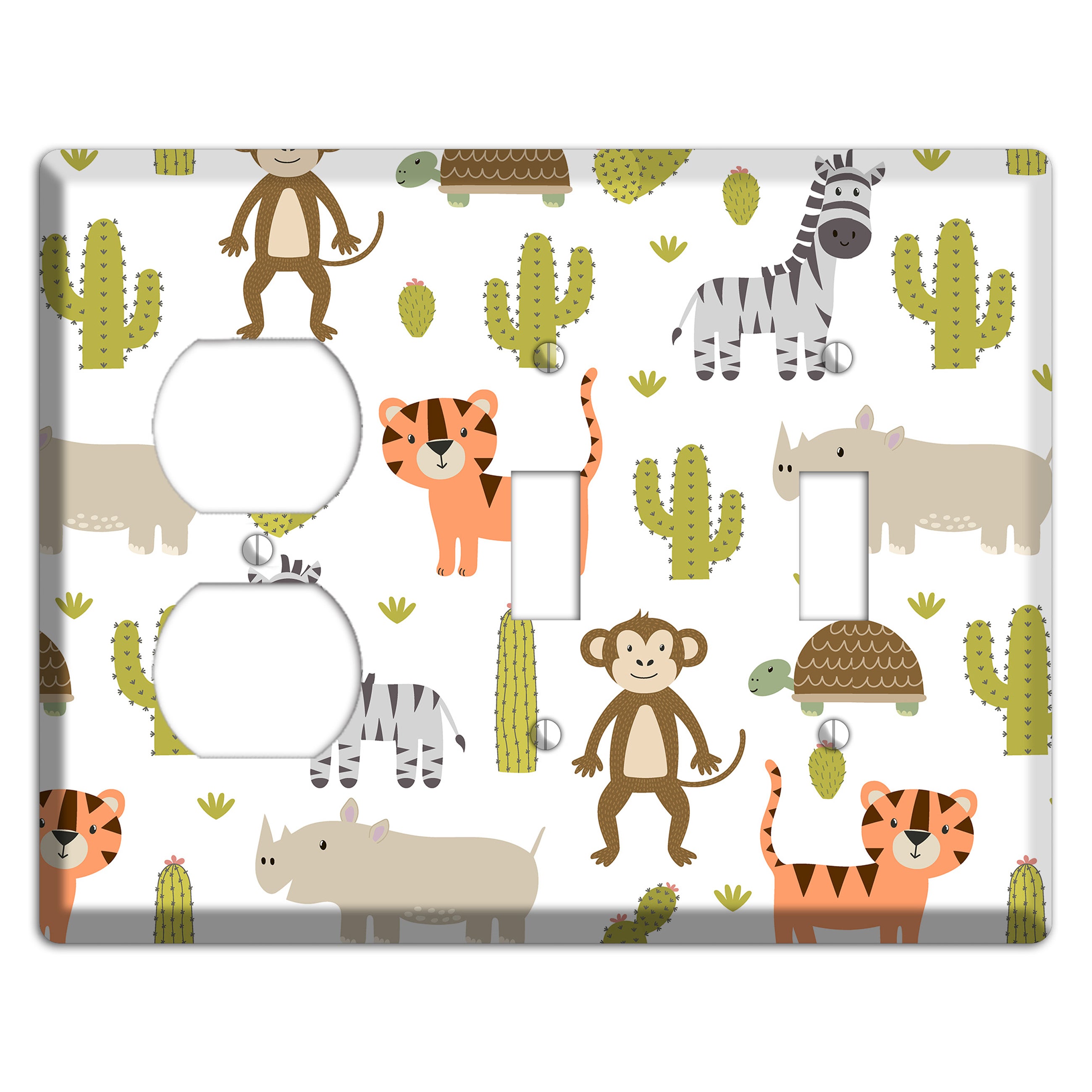 Safari Critters (White) Duplex / 2 Toggle Wallplate