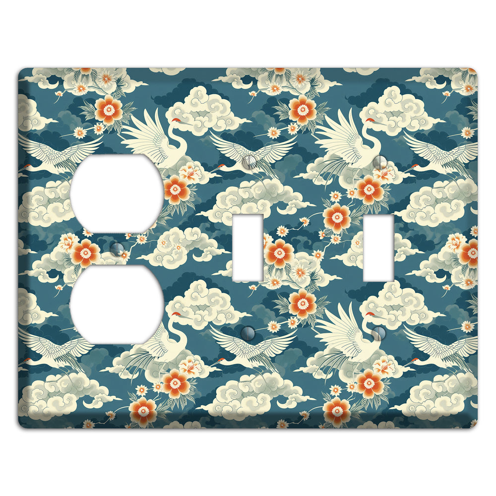Teal Crane Ascendant Duplex / 2 Toggle Wallplate