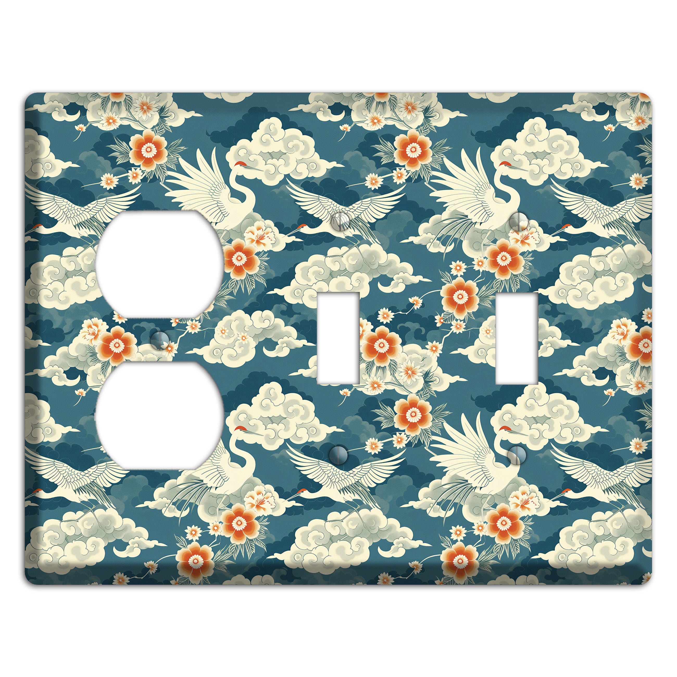 Teal Crane Ascendant Duplex / 2 Toggle Wallplate