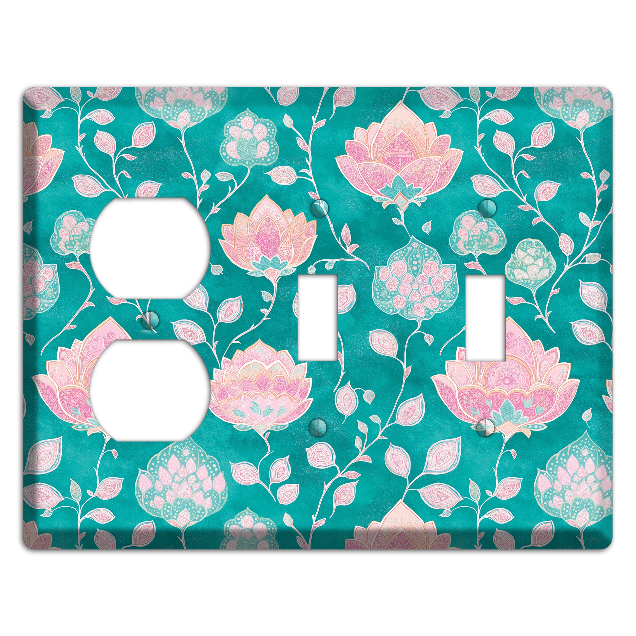 Lotus Garden Bloom Duplex / 2 Toggle Wallplate