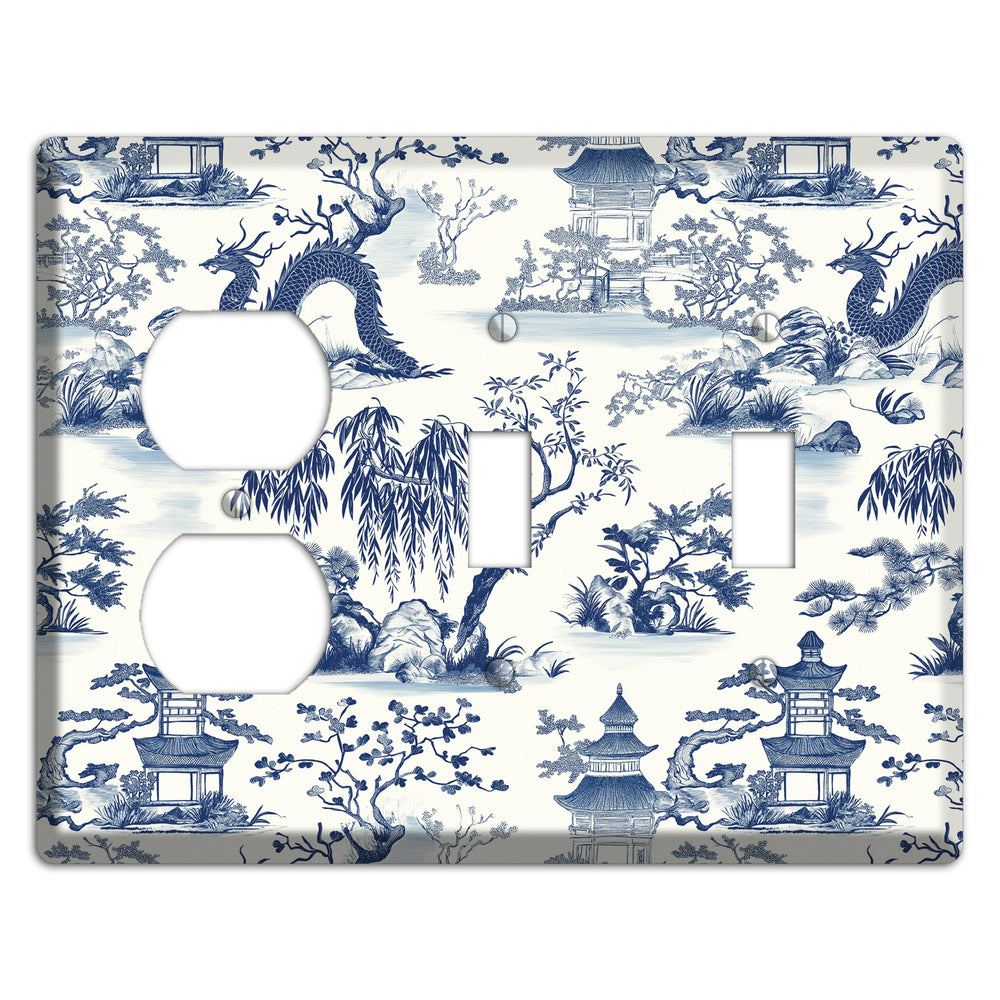 Dragon & Pagoda Duplex / 2 Toggle Wallplate