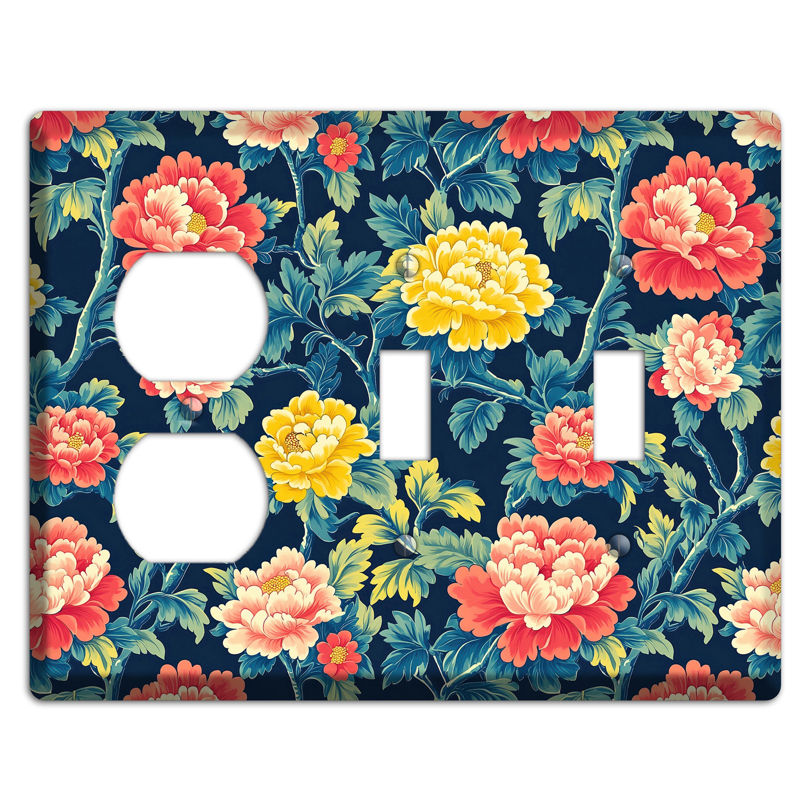 Peony & Bough Duplex / 2 Toggle Wallplate