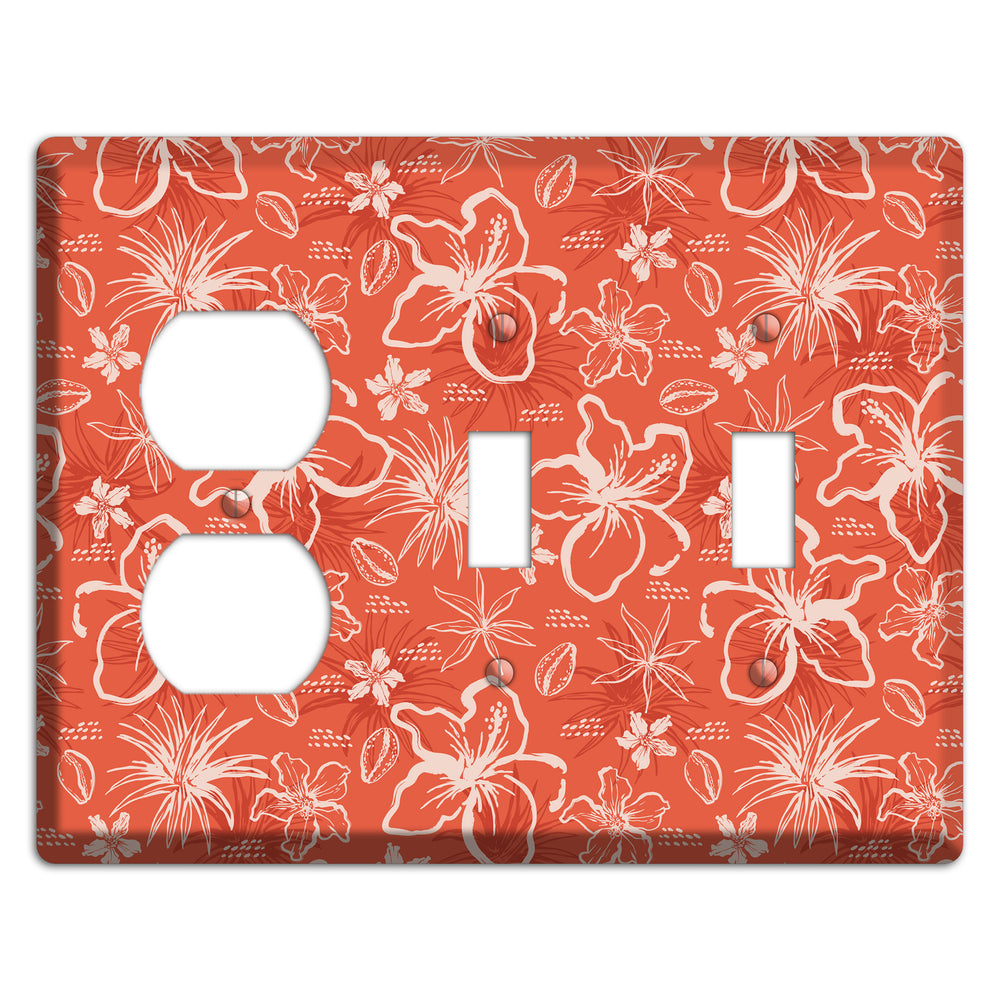 Coral Hibiscus Reverie Duplex / 2 Toggle Wallplate