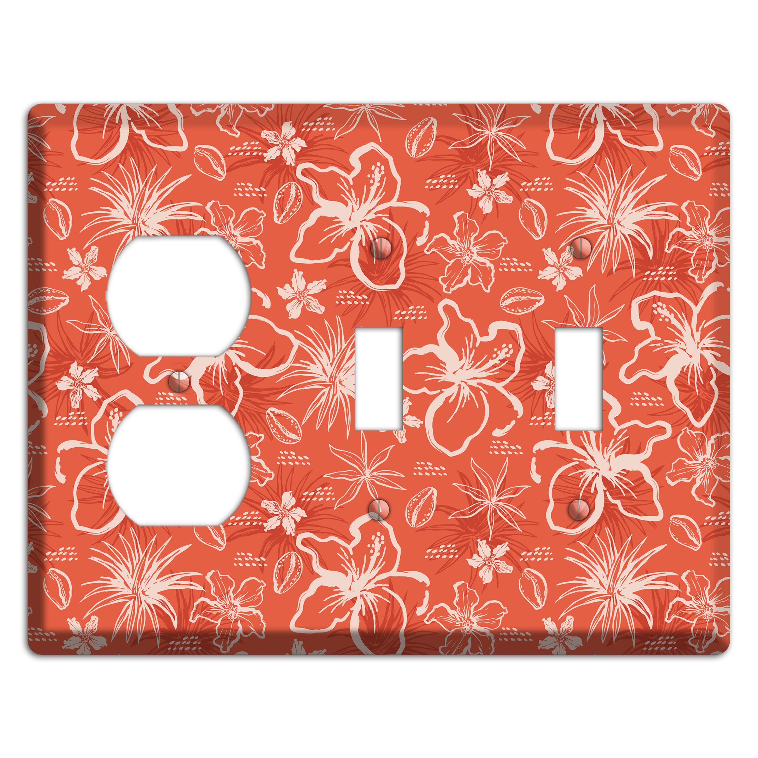 Coral Hibiscus Reverie Duplex / 2 Toggle Wallplate