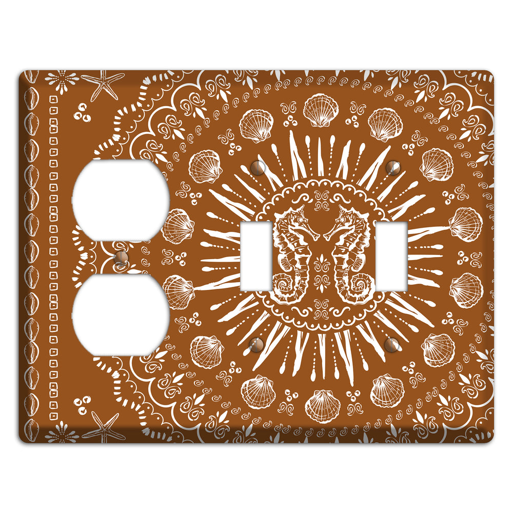 Russet Seahorse Mandala Duplex / 2 Toggle Wallplate