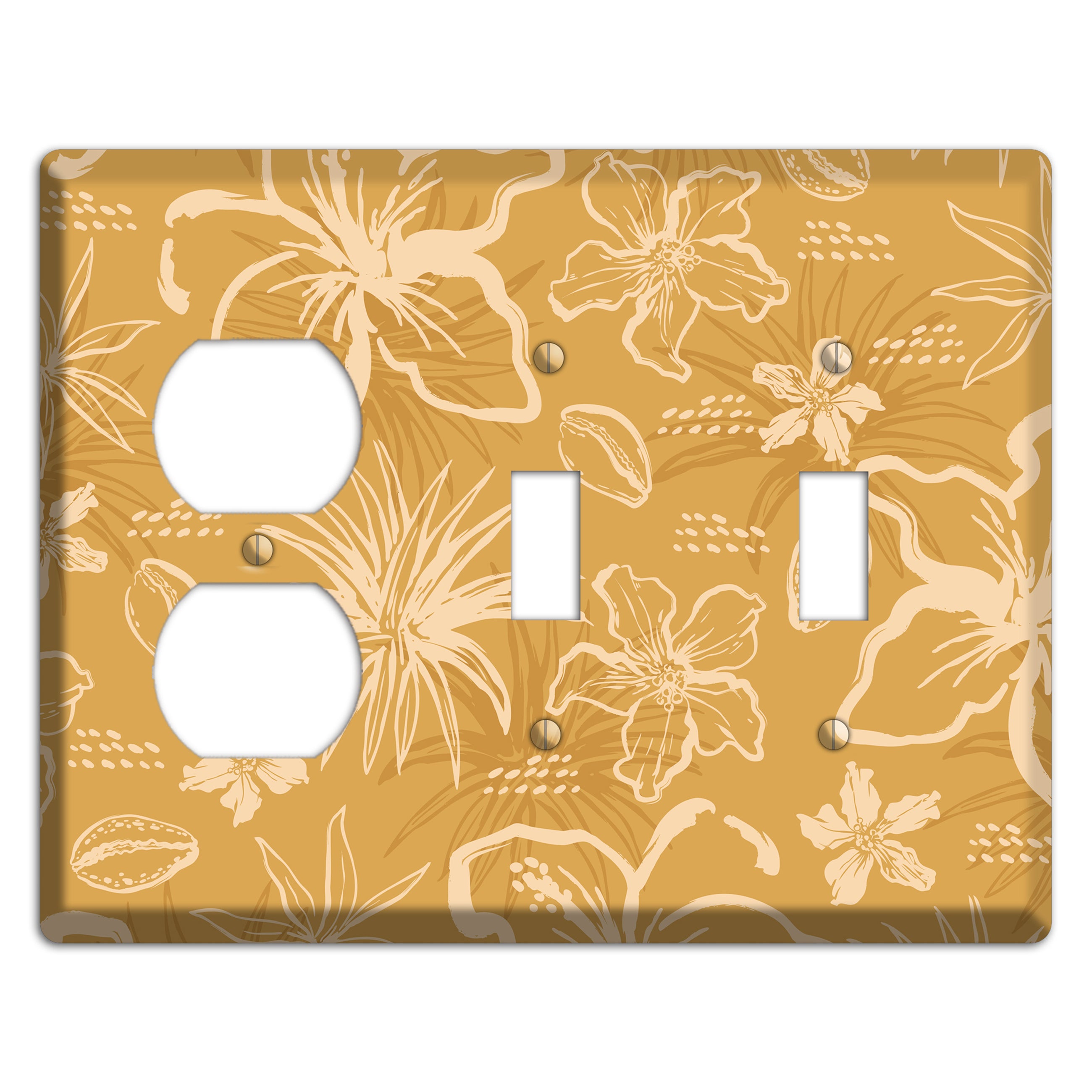 Golden Hibiscus Drift Duplex / 2 Toggle Wallplate