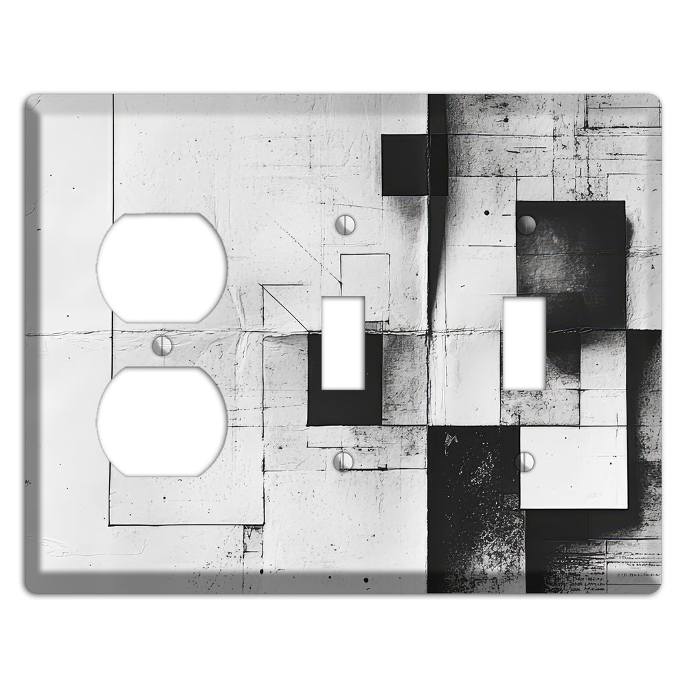 Fractured Blueprint Drift Duplex / 2 Toggle Wallplate