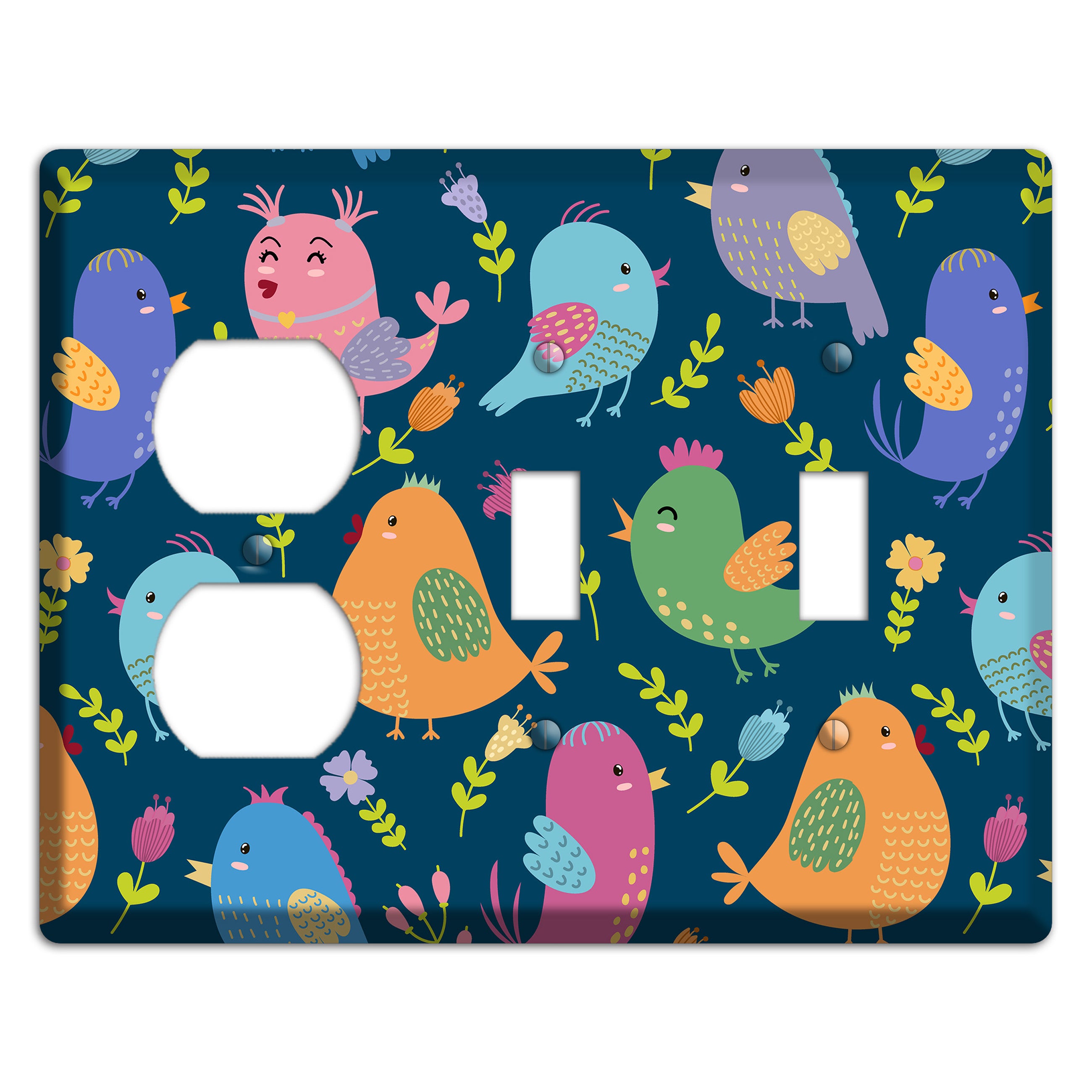 Jungle Chorus (Navy) Duplex / 2 Toggle Wallplate