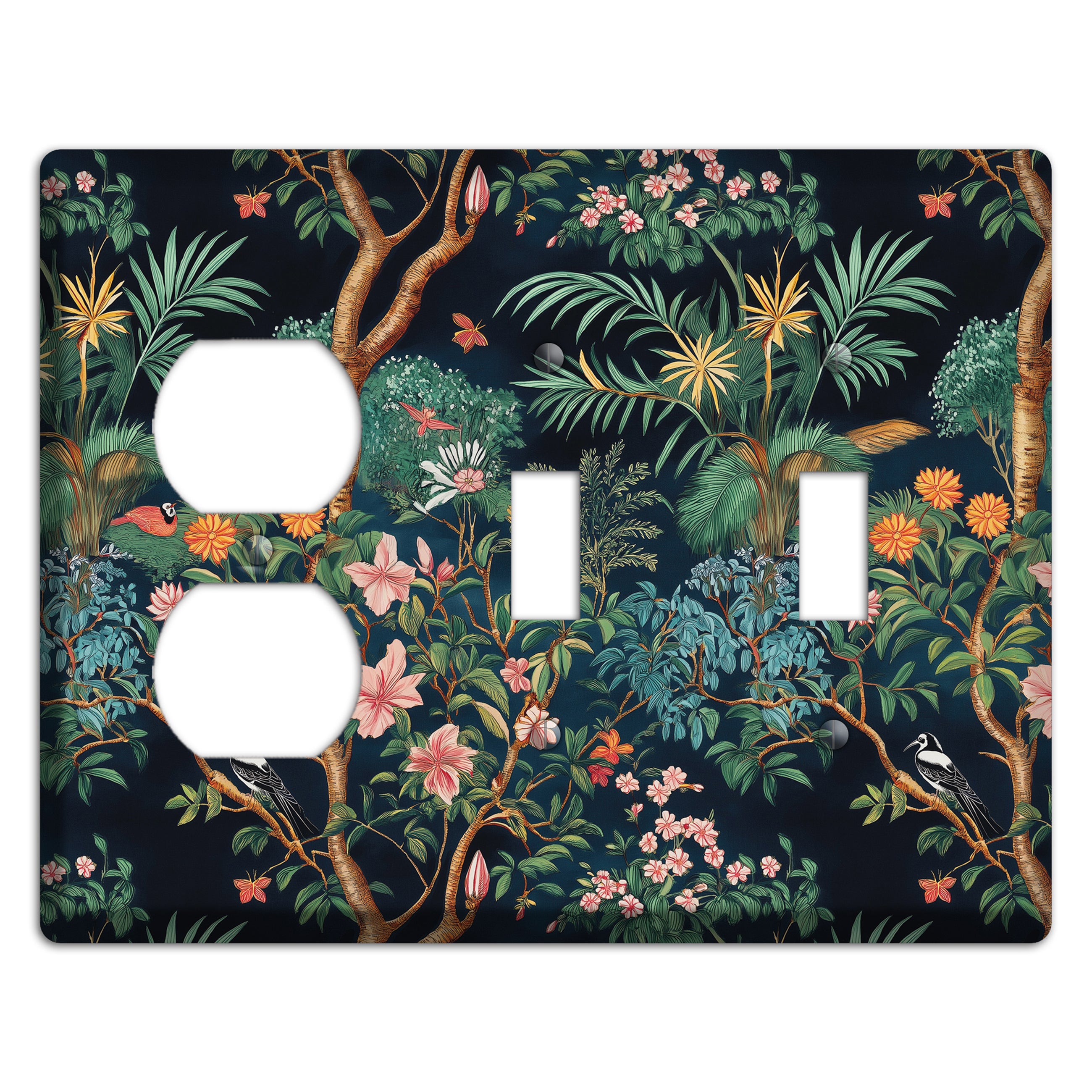 Jungle Nocturne Duplex / 2 Toggle Wallplate