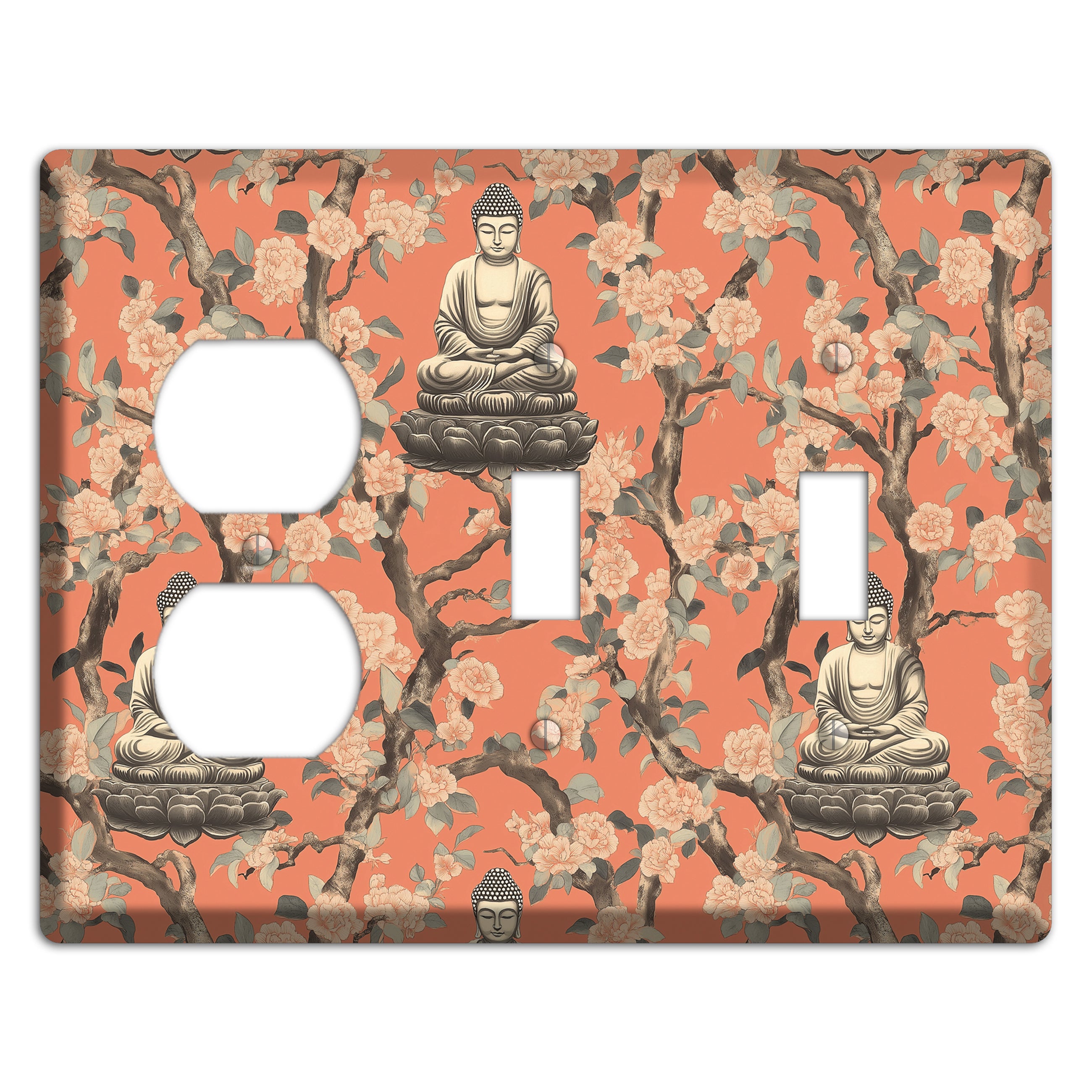 Lotus & Bough Duplex / 2 Toggle Wallplate