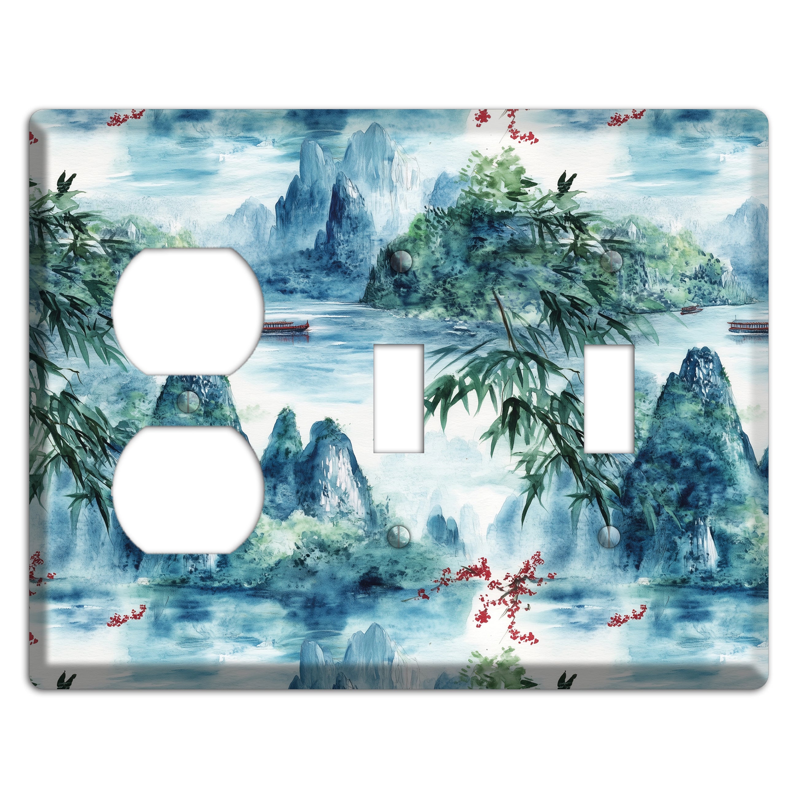 River Mist Ascending Duplex / 2 Toggle Wallplate