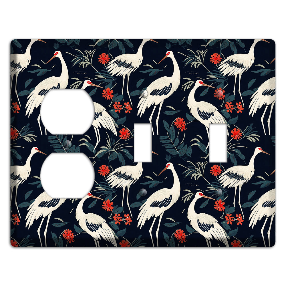 Midnight Plume Garden Duplex / 2 Toggle Wallplate