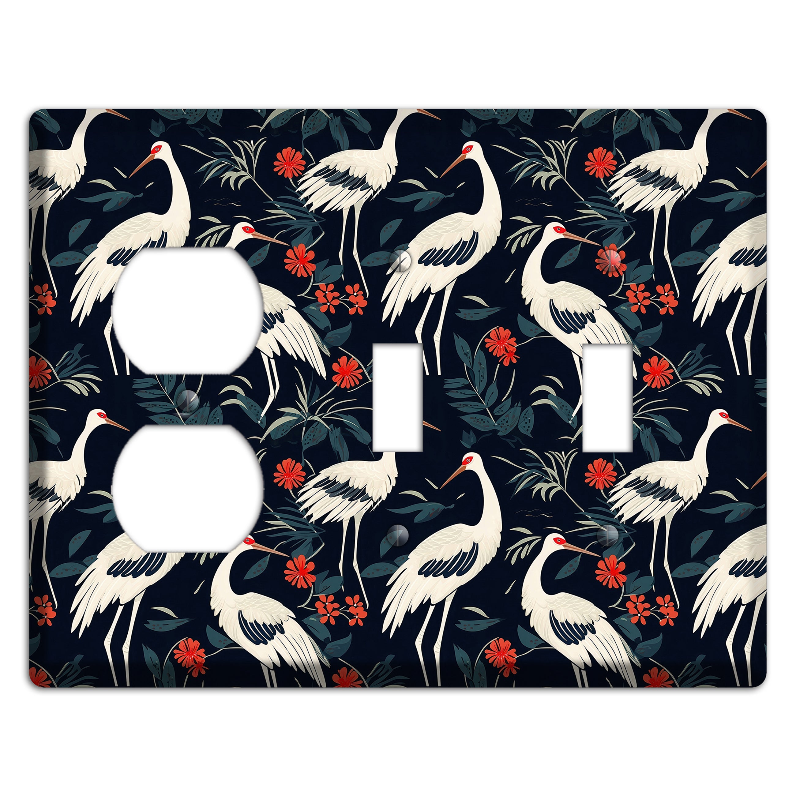 Midnight Plume Garden Duplex / 2 Toggle Wallplate