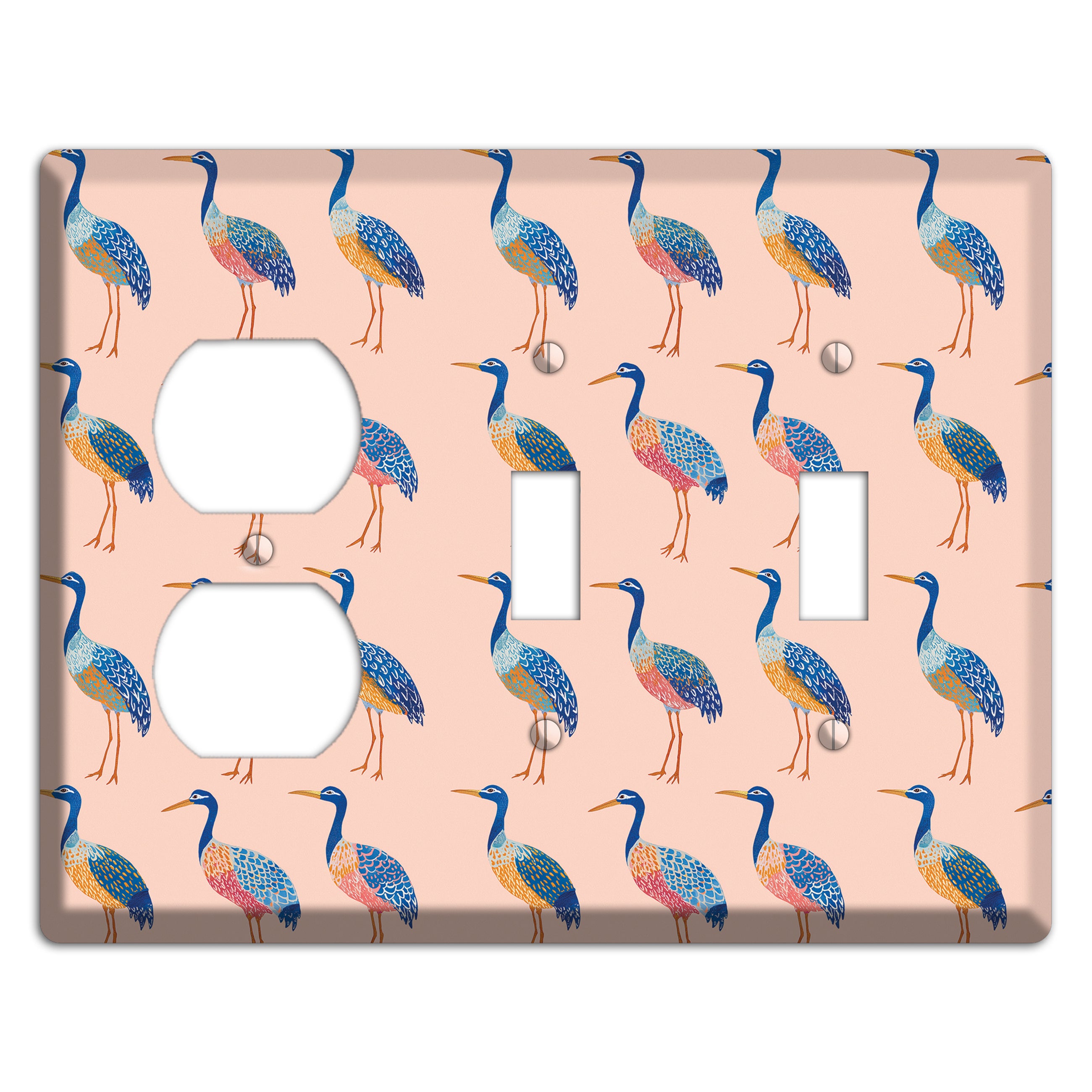Blush Heron Parade Duplex / 2 Toggle Wallplate