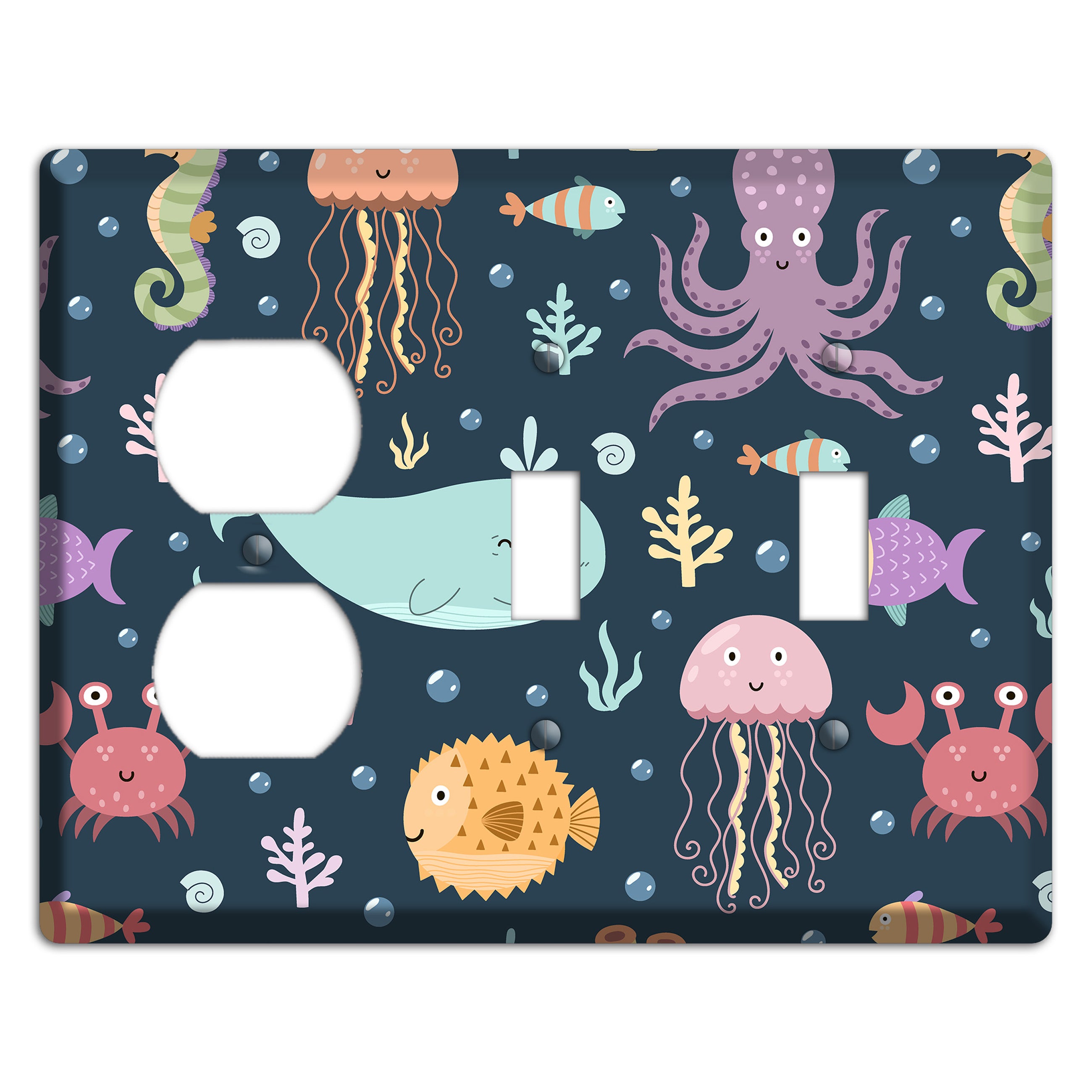 Deep Sea Cuties Duplex / 2 Toggle Wallplate