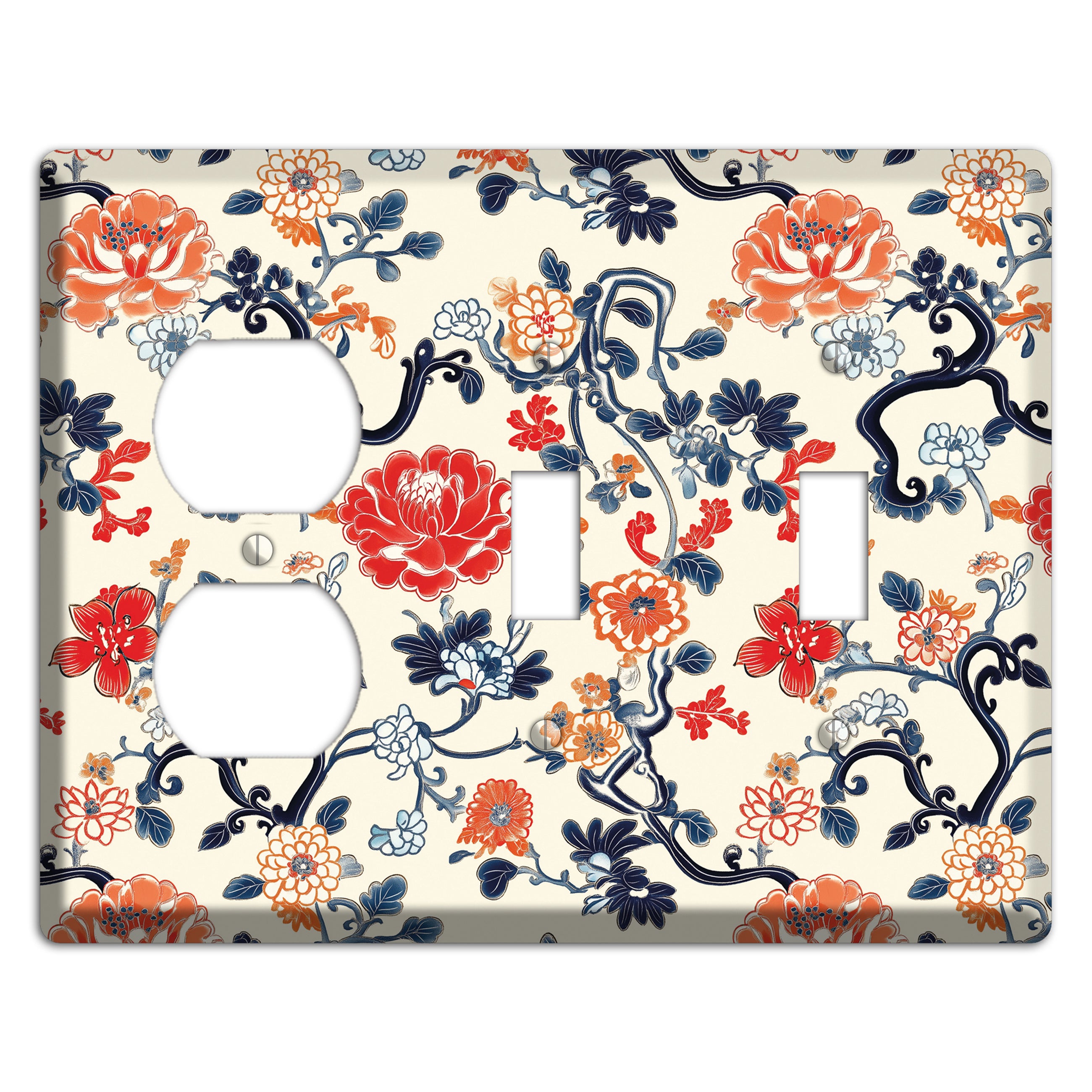 Crimson Garden Scroll Duplex / 2 Toggle Wallplate