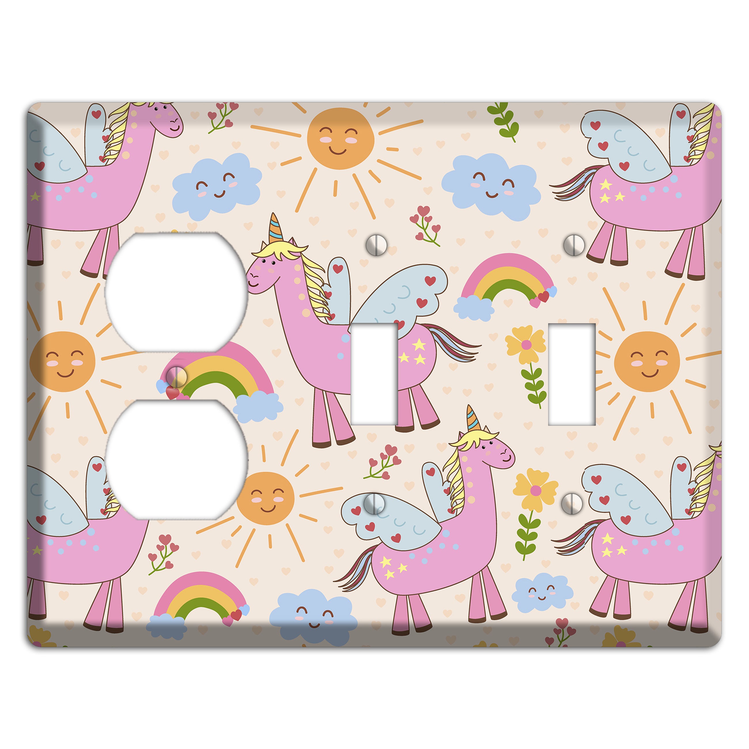Magic Meadow (Peach) Duplex / 2 Toggle Wallplate
