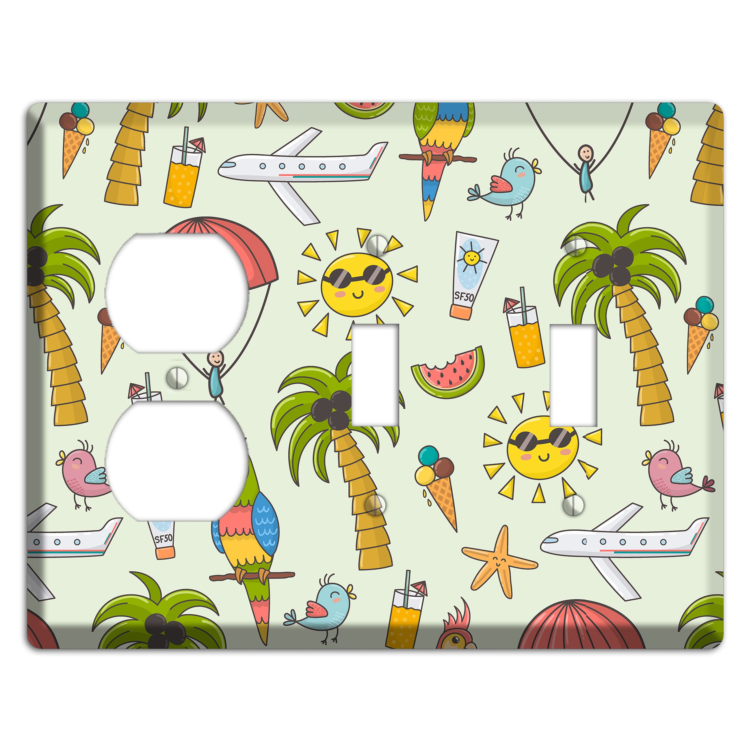 Tropical Vacation Duplex / 2 Toggle Wallplate