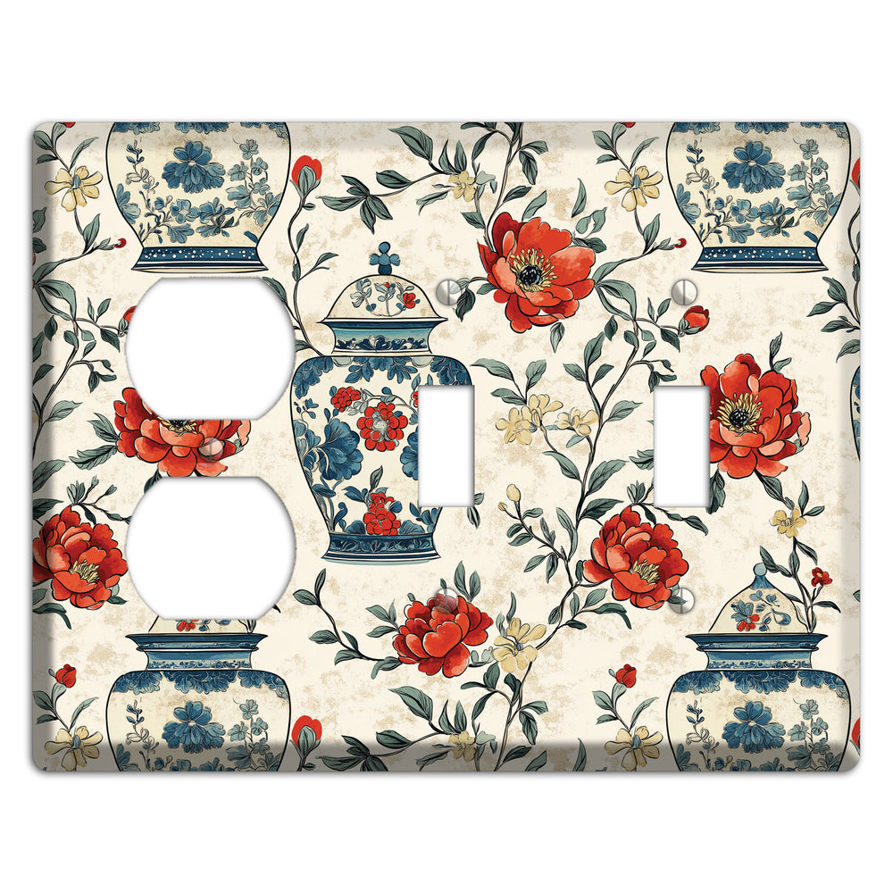 Porcelain & Peony Duplex / 2 Toggle Wallplate
