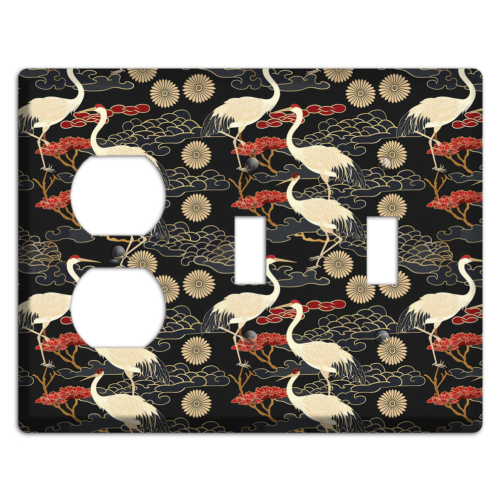 Obsidian Crane Procession Duplex / 2 Toggle Wallplate