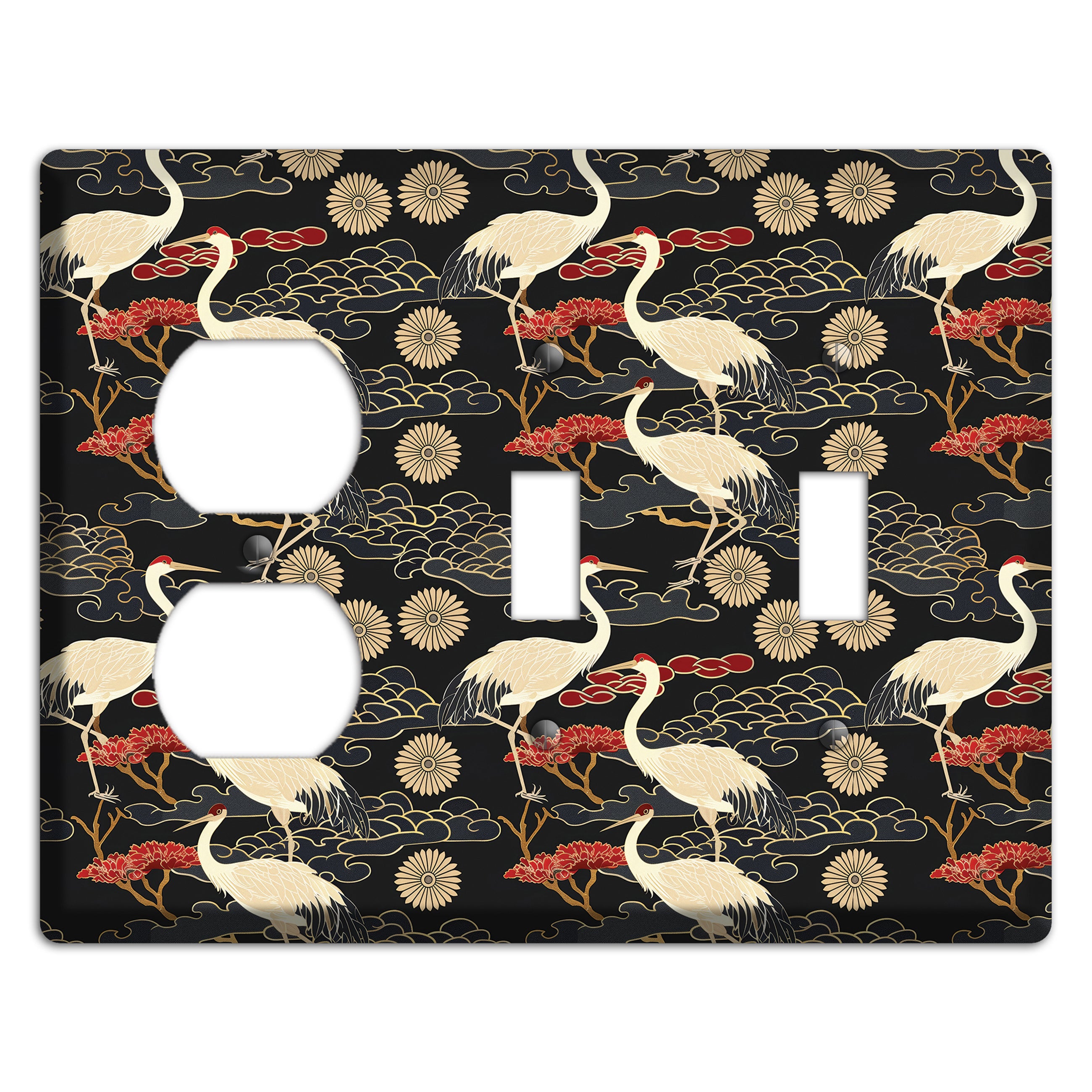 Obsidian Crane Procession Duplex / 2 Toggle Wallplate