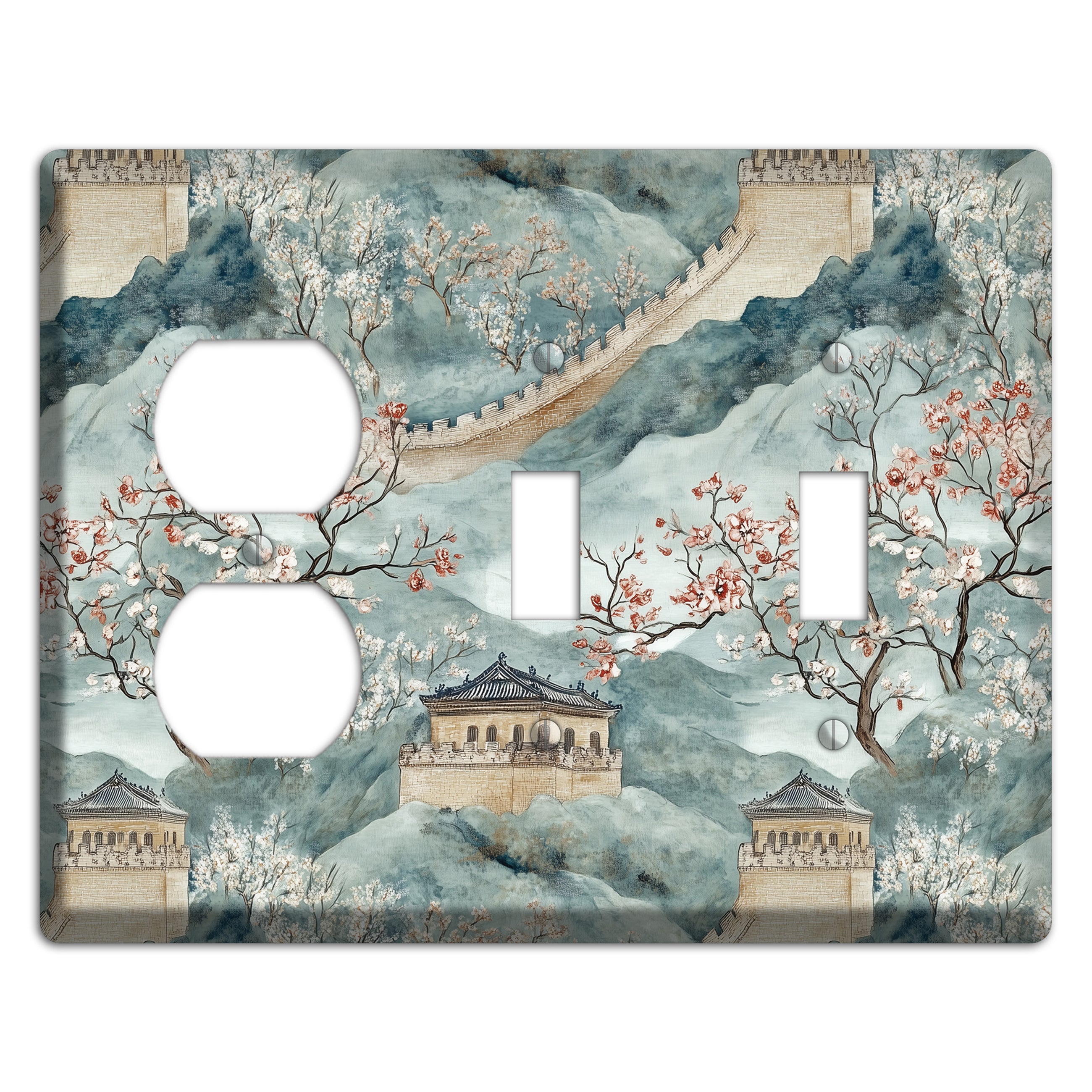 Rampart & Blossom Duplex / 2 Toggle Wallplate