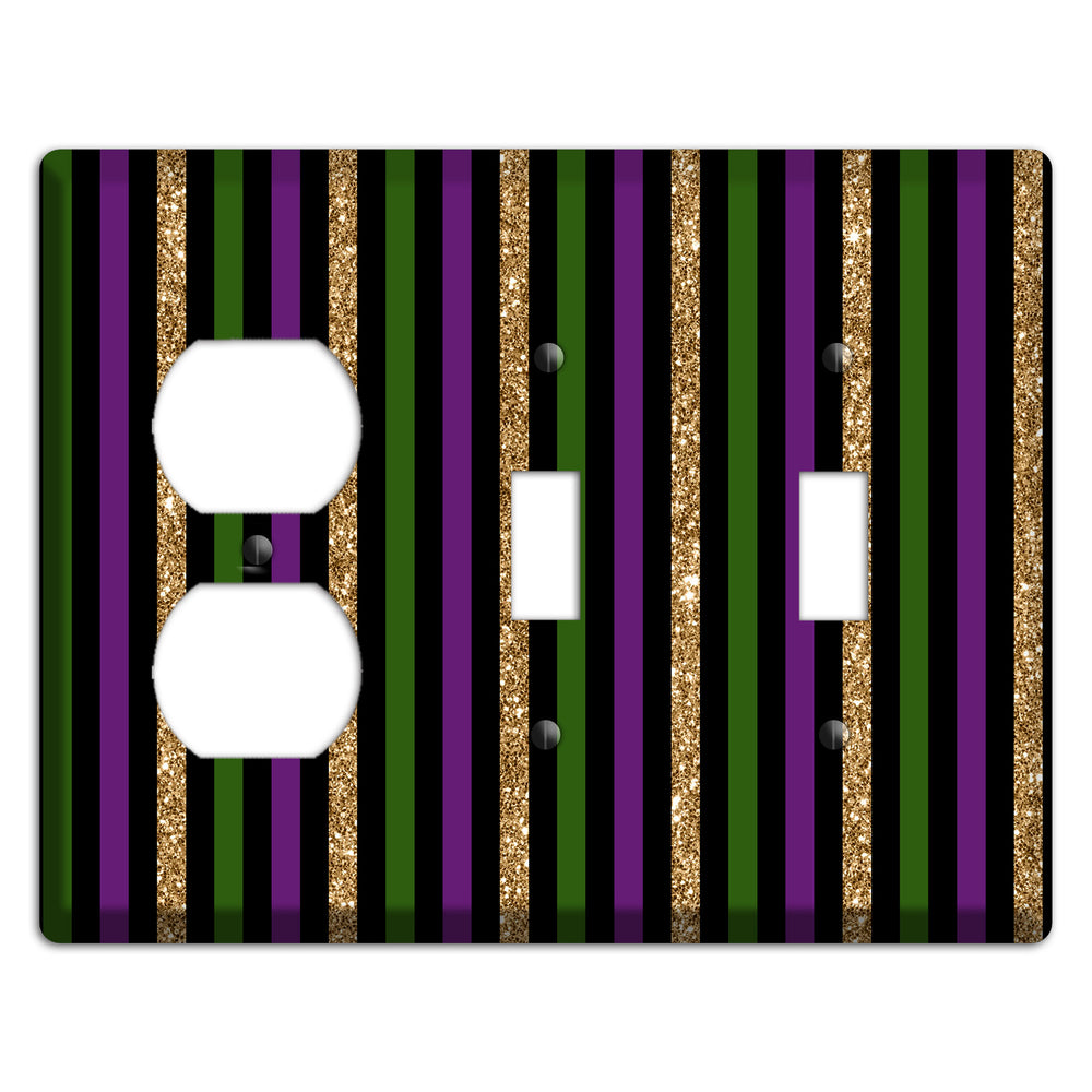 Carnival Stripes: Noir Duplex / 2 Toggle Wallplate