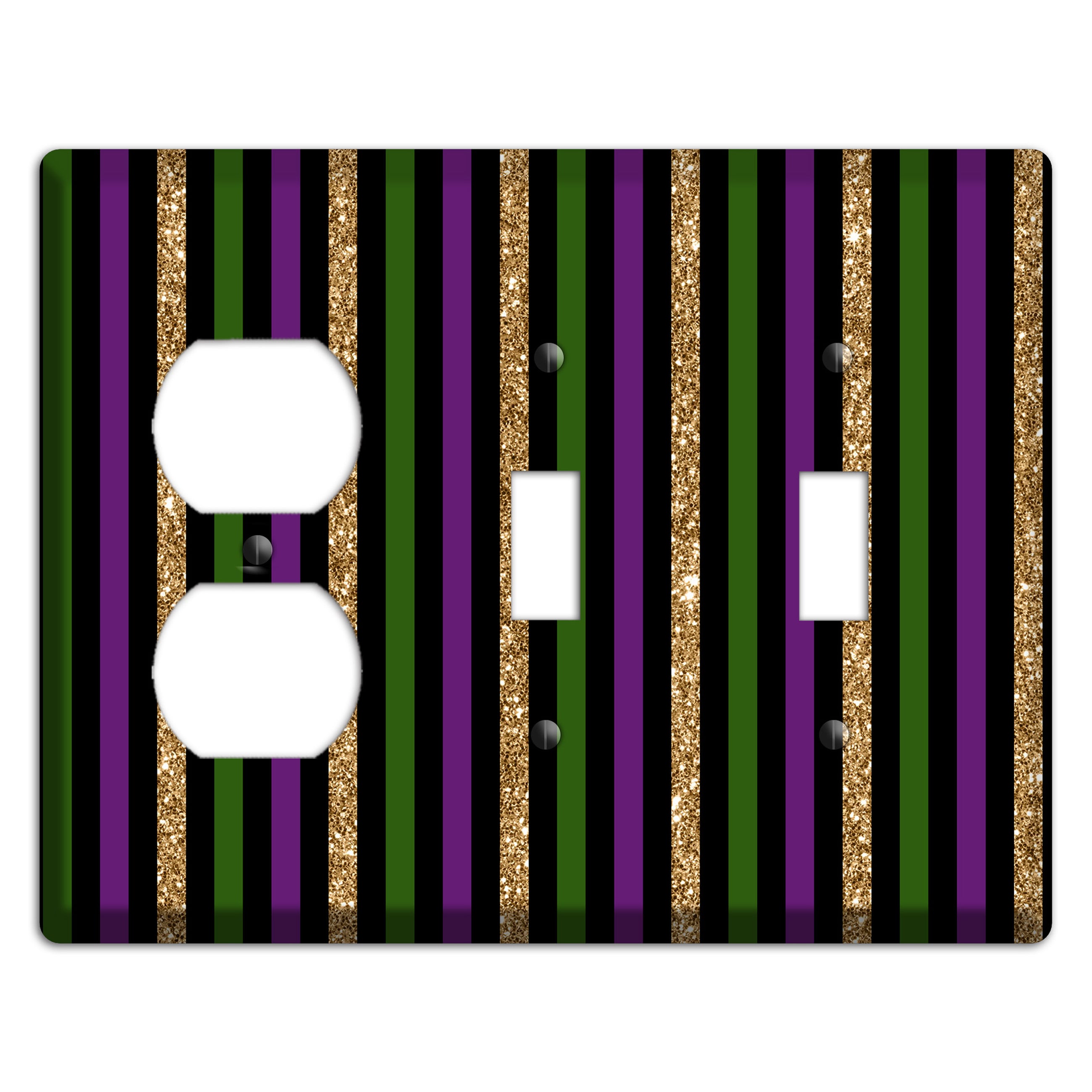 Carnival Stripes: Noir Duplex / 2 Toggle Wallplate
