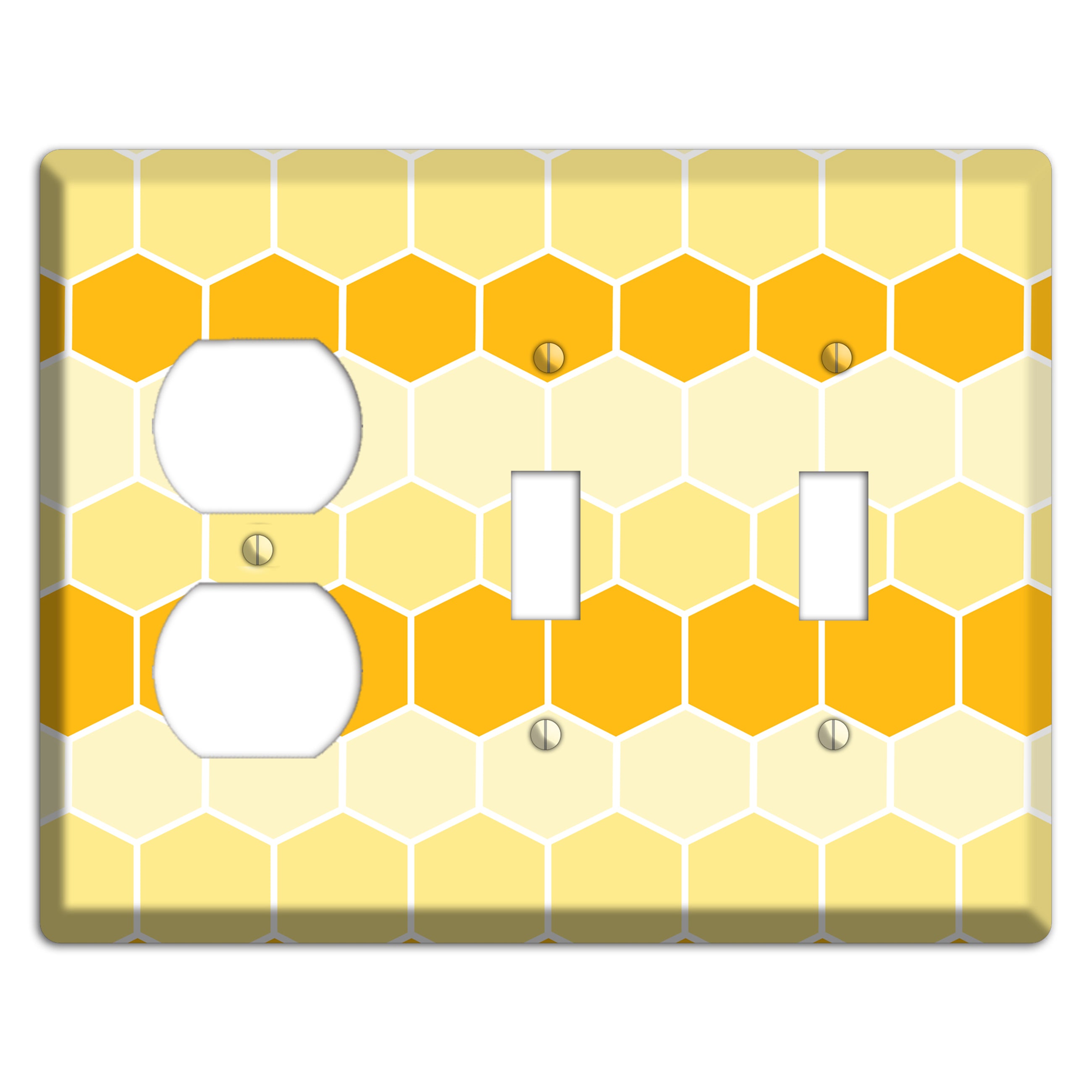 Golden Hollow Grid Duplex / 2 Toggle Wallplate