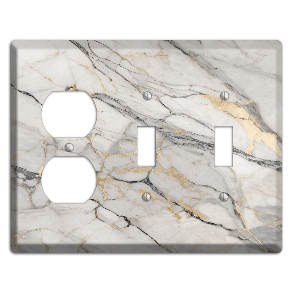 Roman Coffee Marble Duplex / 2 Toggle Wallplate