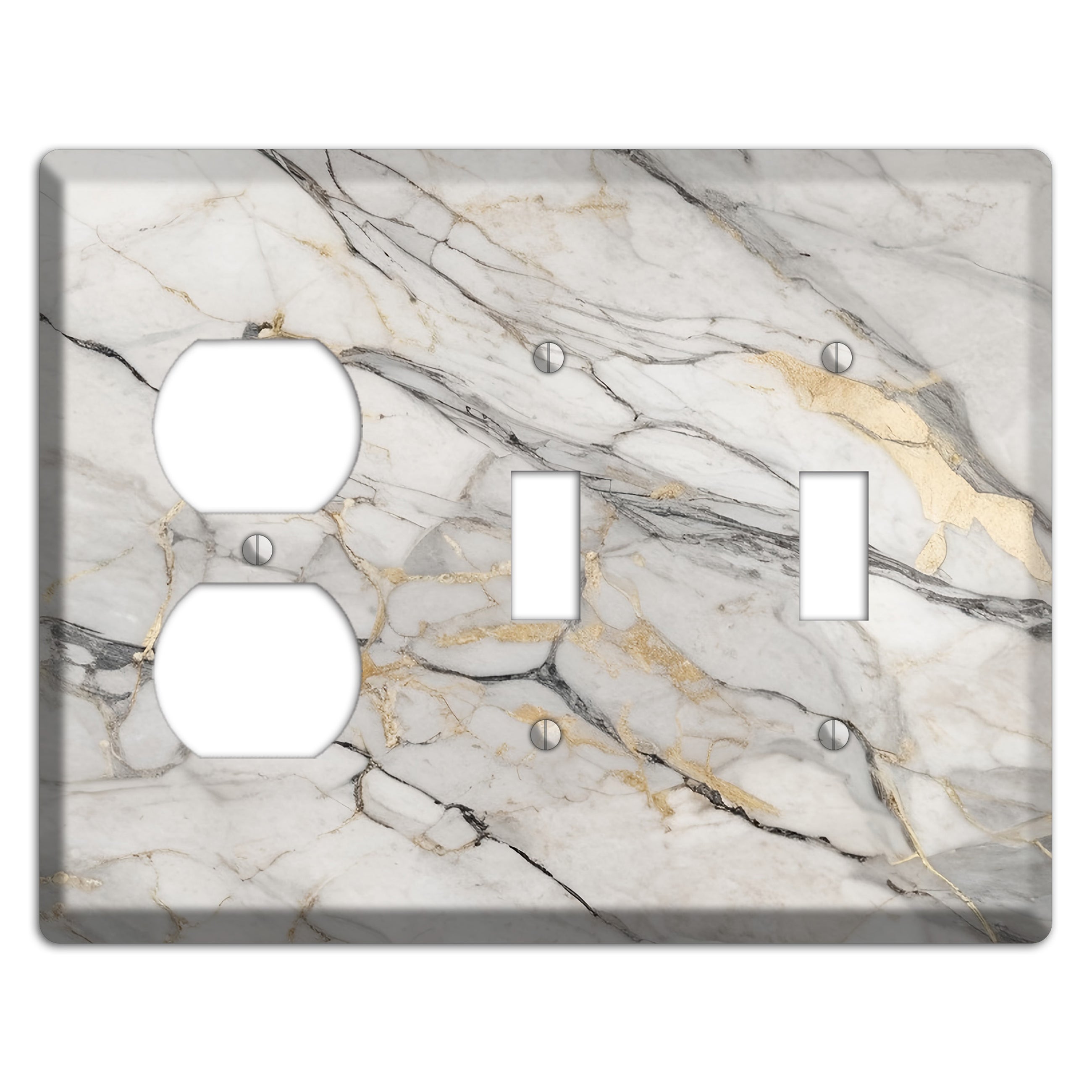 Roman Coffee Marble Duplex / 2 Toggle Wallplate