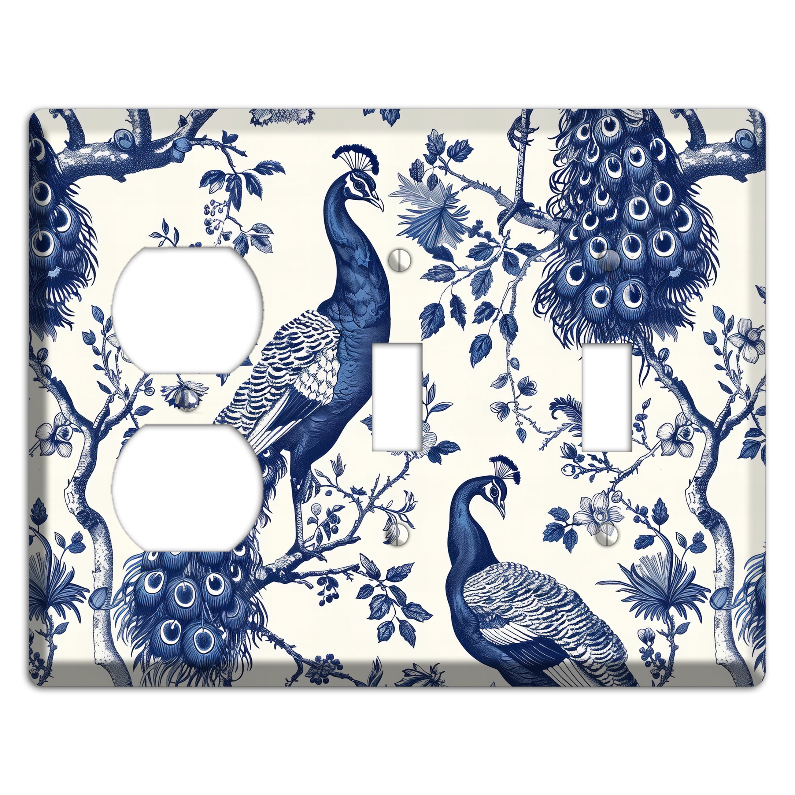 Peacock & Bough Duplex / 2 Toggle Wallplate
