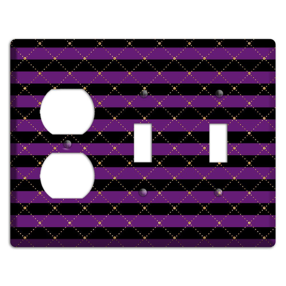 Striped Harlequin Glow Duplex / 2 Toggle Wallplate