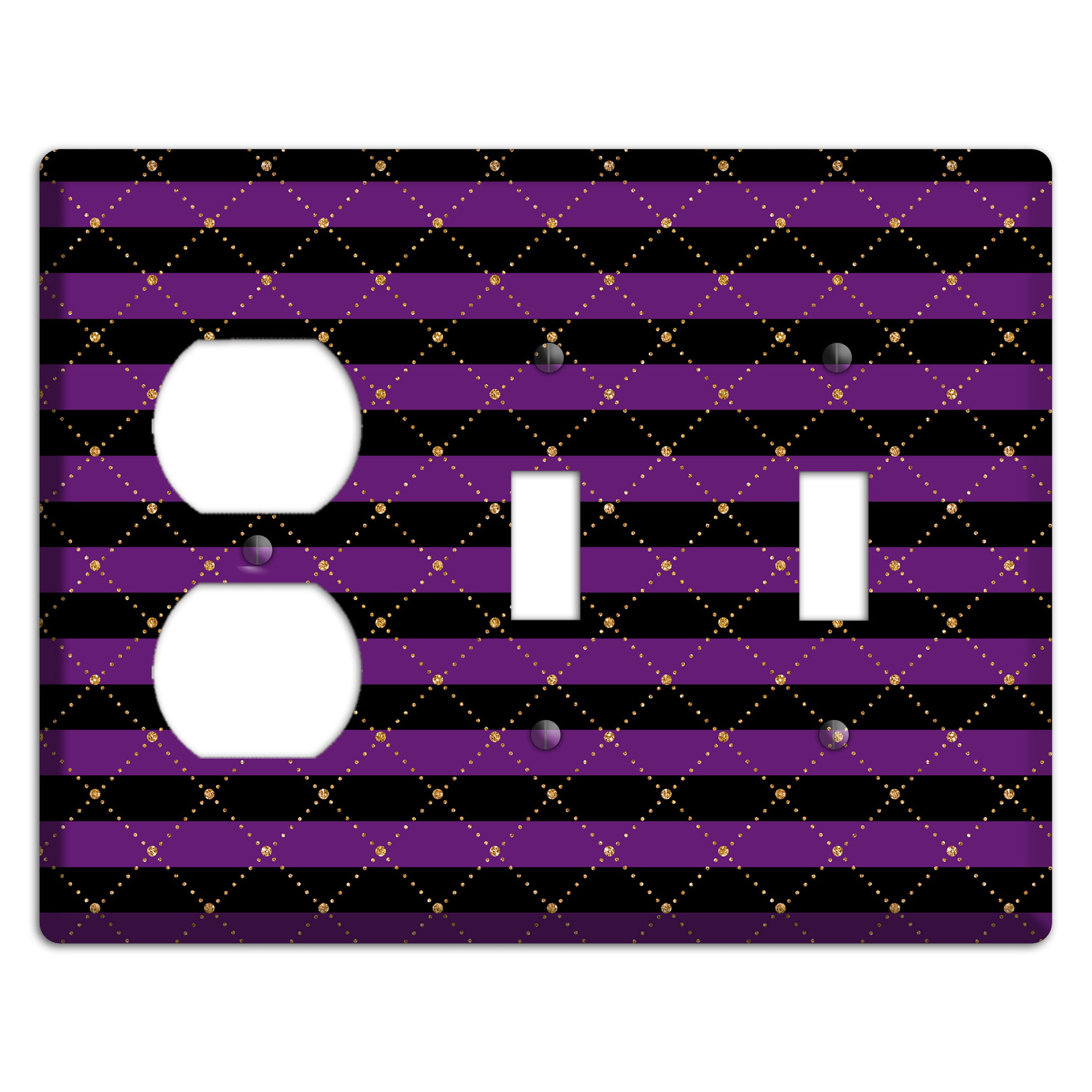 Striped Harlequin Glow Duplex / 2 Toggle Wallplate
