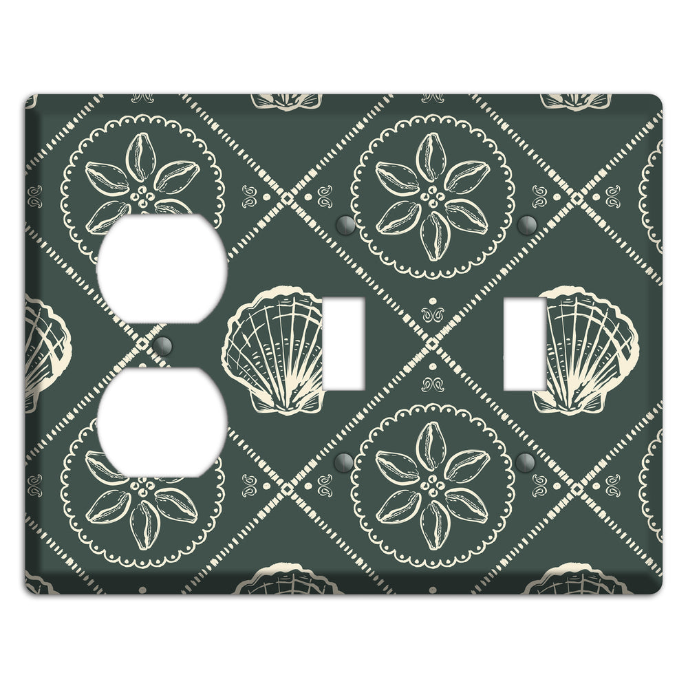 Slate Cowrie Medallion Duplex / 2 Toggle Wallplate